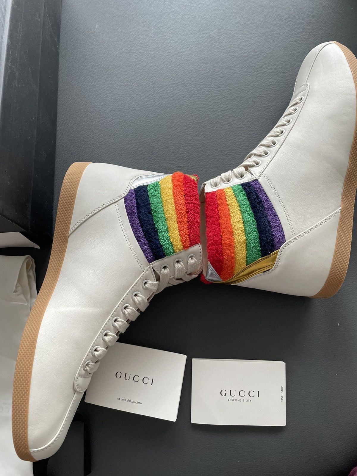 Gucci Limited Rare Runway Brand New Rainbow Love Leather Sneaker Size US 8.5 / EU 41-42 - 5 Thumbnail
