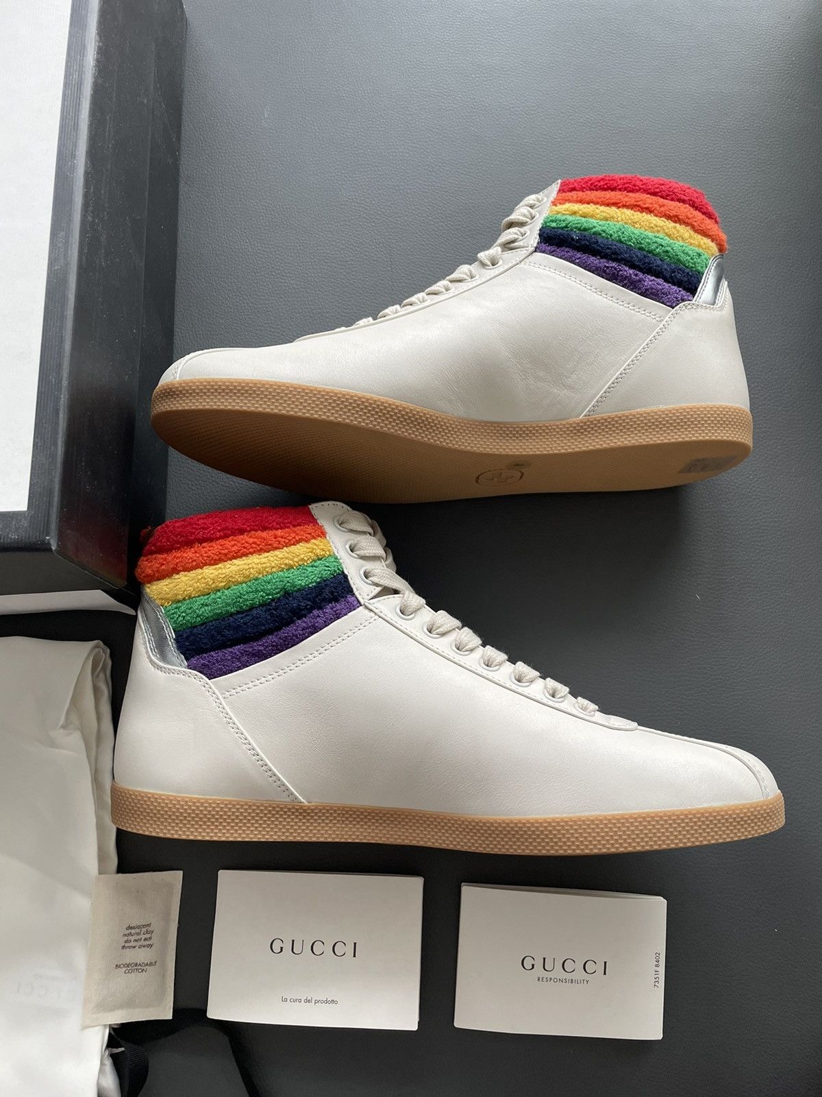 Gucci Limited Rare Runway Brand New Rainbow Love Leather Sneaker Size US 8.5 / EU 41-42 - 10 Thumbnail