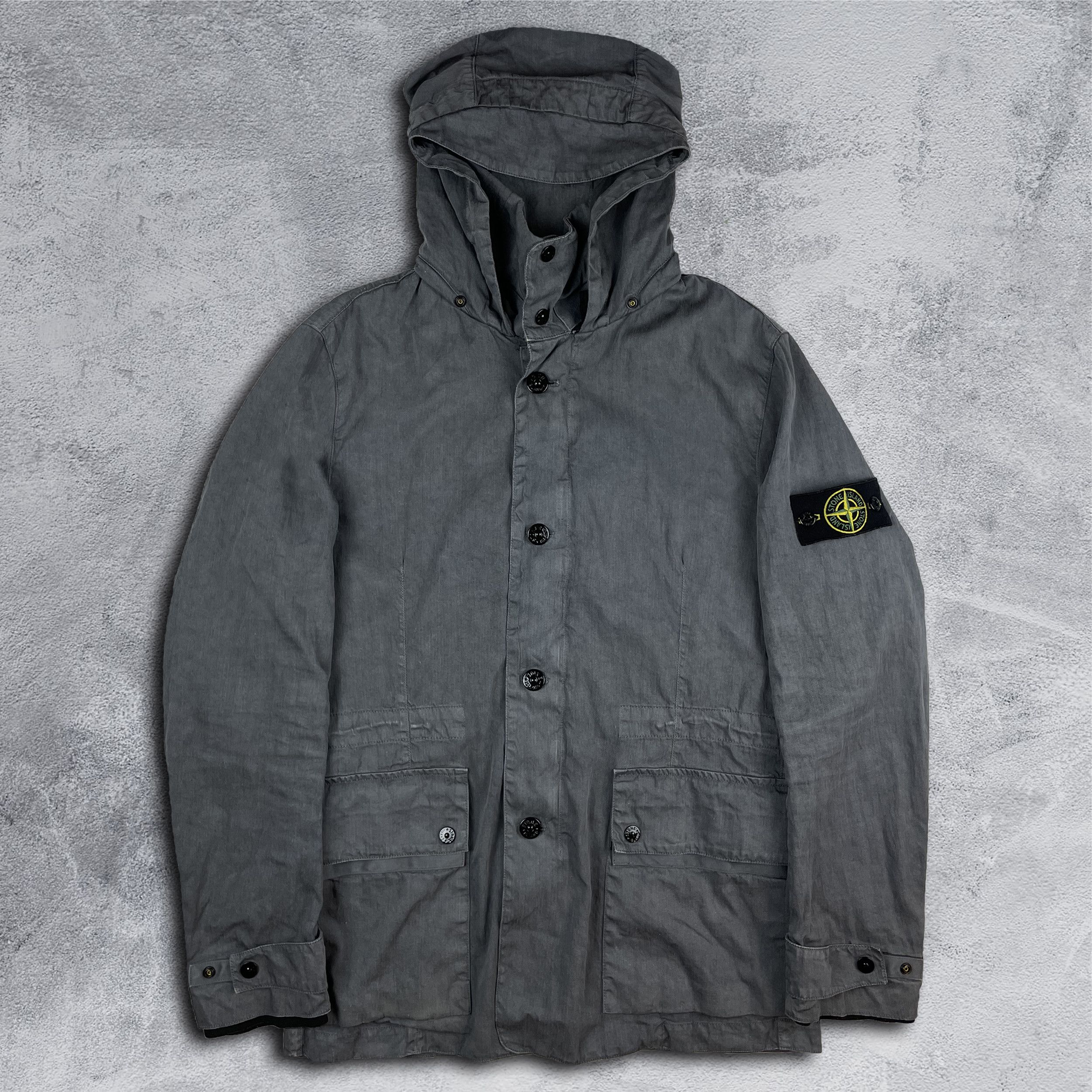 image of Stone Island Vintage Lino Flax Jacket in Grey, Men's (Size Medium)