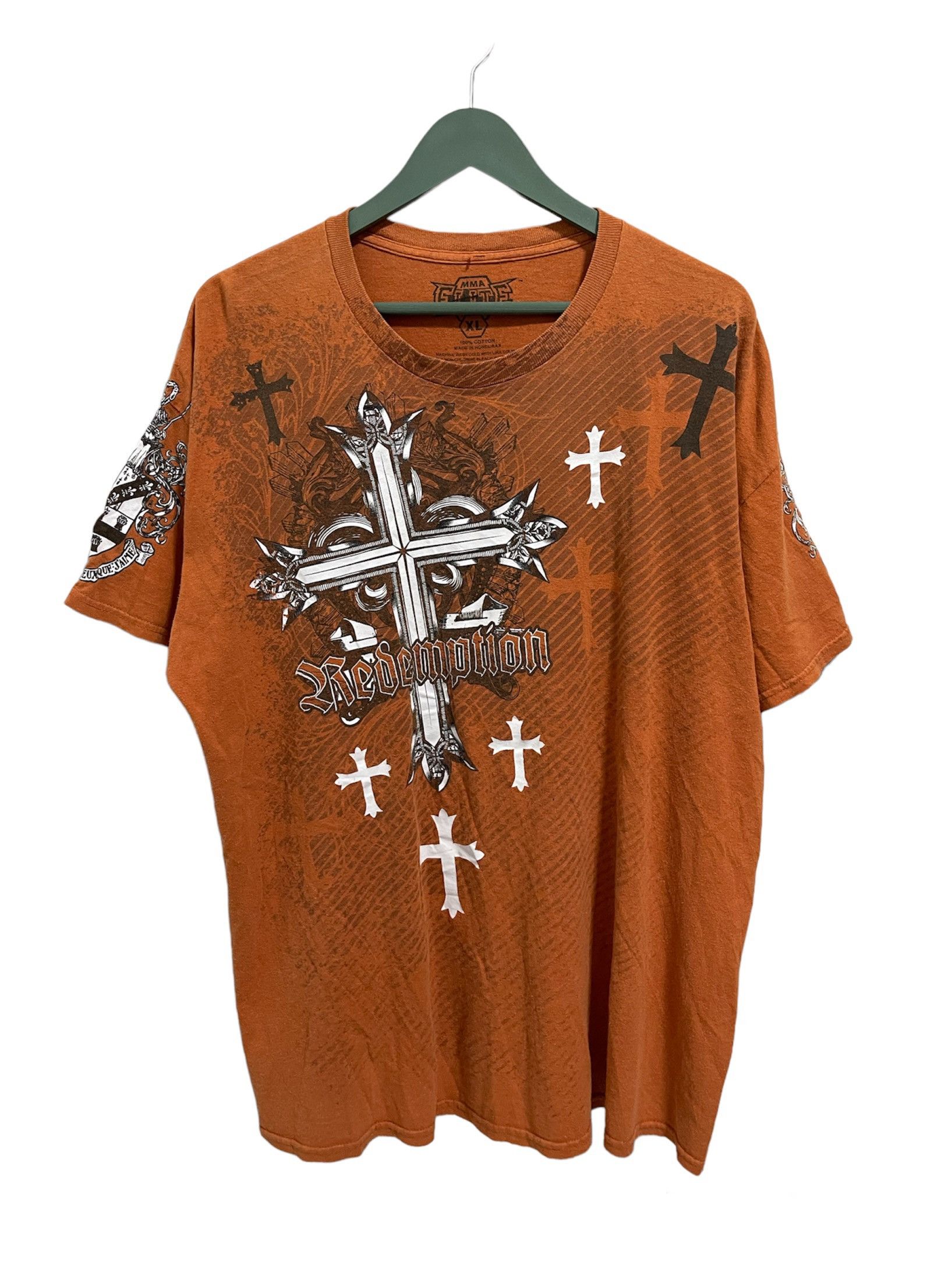 Japanese Brand MMA Elite Cross Logo Patterned Tshirt Size US XL / EU 56 / 4 - 1 Thumbnail