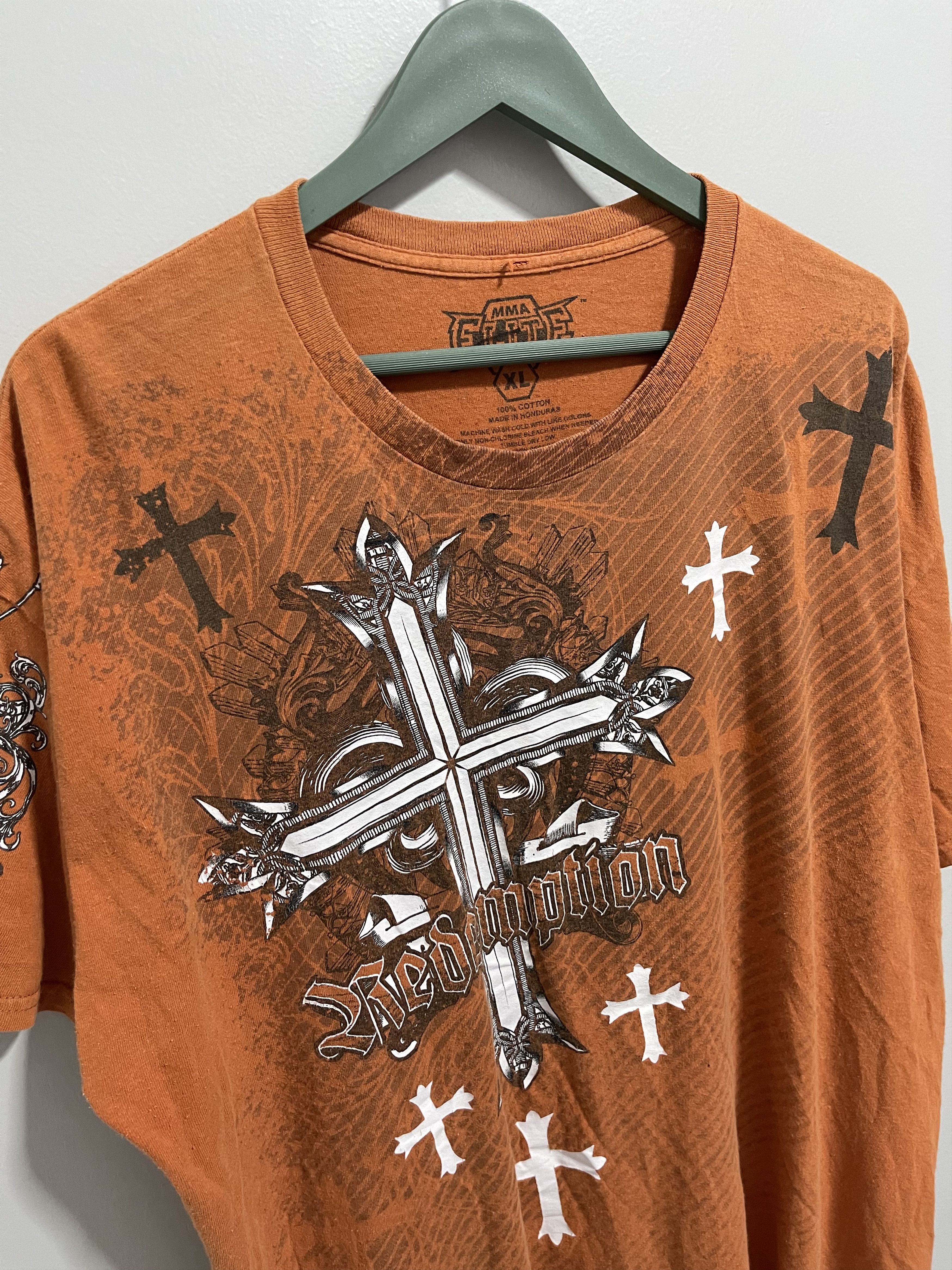 Japanese Brand MMA Elite Cross Logo Patterned Tshirt Size US XL / EU 56 / 4 - 3 Thumbnail