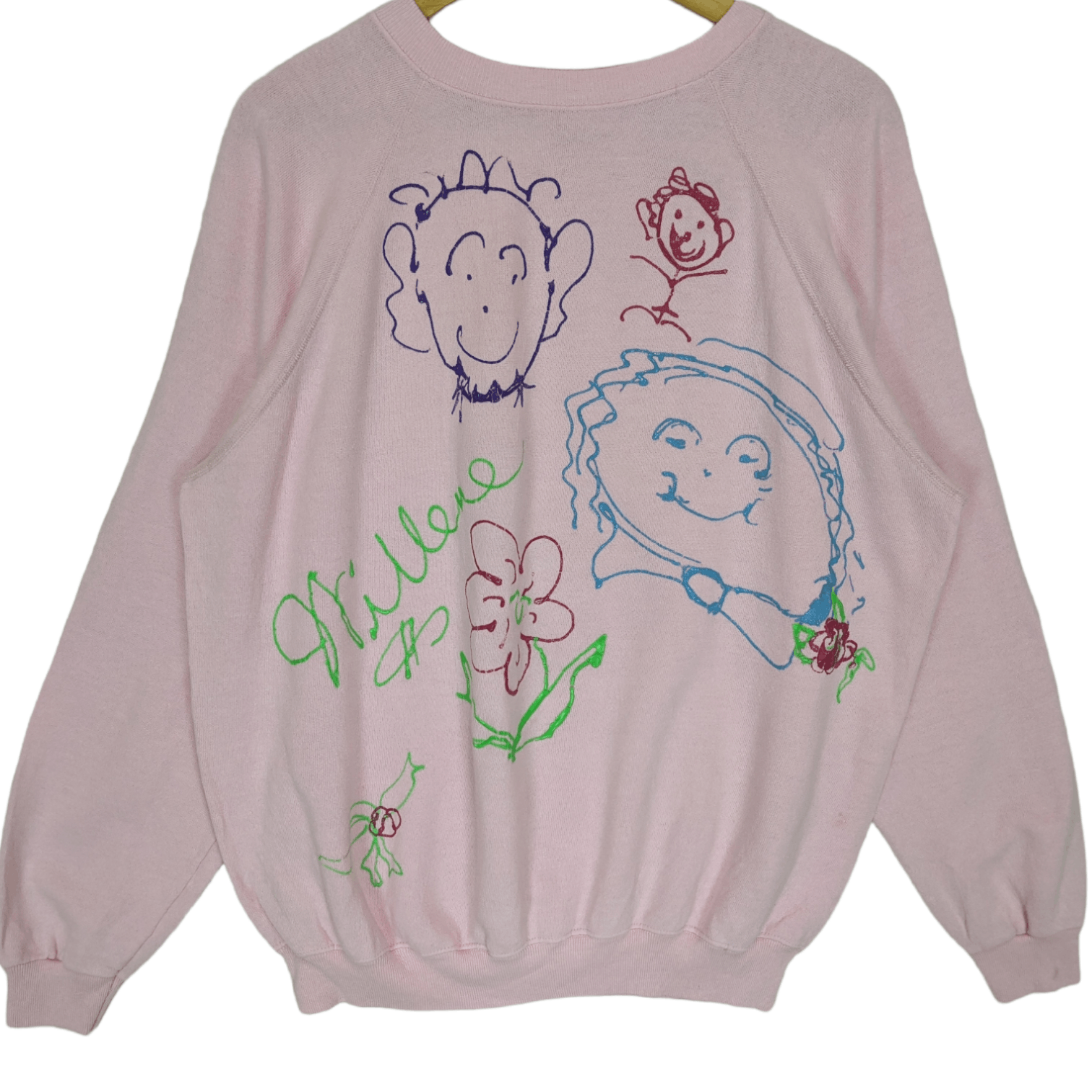 Hanes Vintage 80's HANES Family Picture Kid Drawing Sweatshirt Size US XL / EU 56 / 4 - 2 Thumbnail