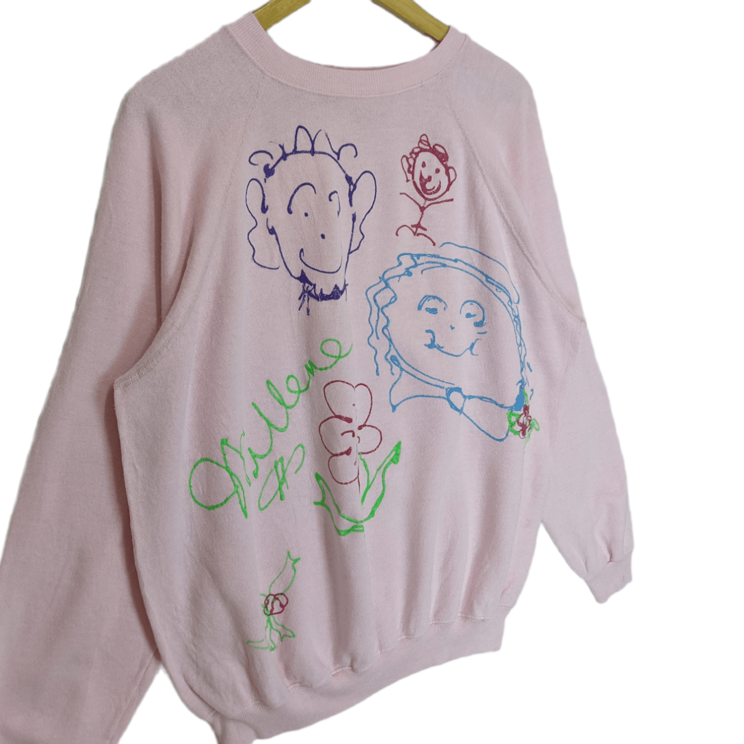Hanes Vintage 80's HANES Family Picture Kid Drawing Sweatshirt Size US XL / EU 56 / 4 - 3 Thumbnail