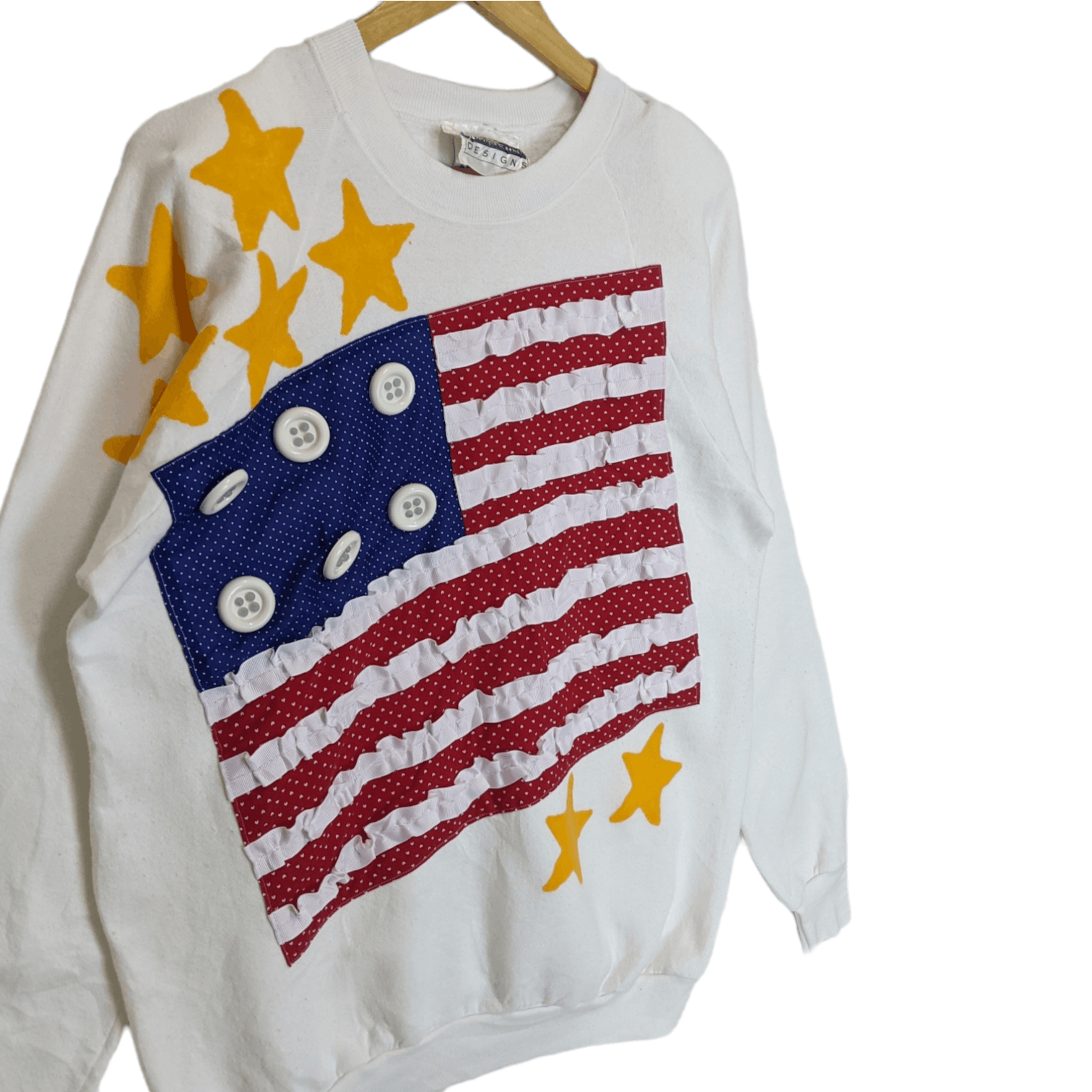 Fruit Of The Loom 80's JENNIFER RAINER x FOTL Us Flag Big Image Sweatshirt Size US XL / EU 56 / 4 - 3 Thumbnail