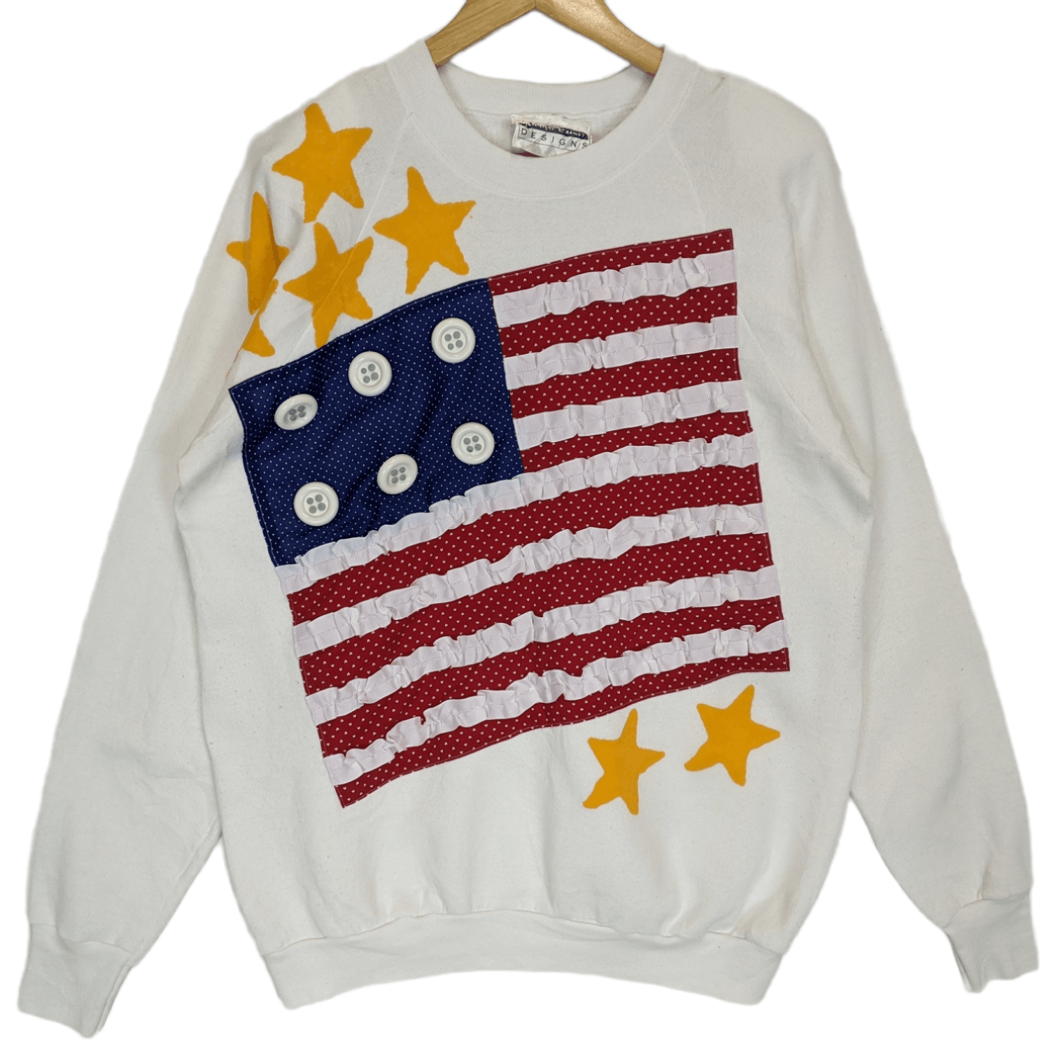 Fruit Of The Loom 80's JENNIFER RAINER x FOTL Us Flag Big Image Sweatshirt Size US XL / EU 56 / 4 - 2 Thumbnail