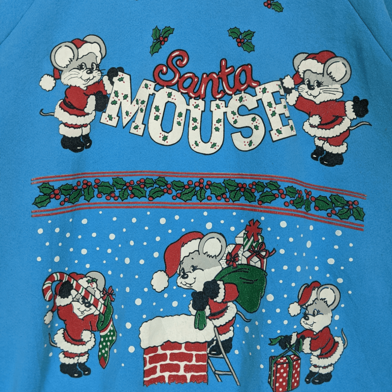 Fruit Of The Loom Vintage 90's FOTL Santa Mouse Christmas Jumper Sweatshirt Size US XL / EU 56 / 4 - 5 Thumbnail