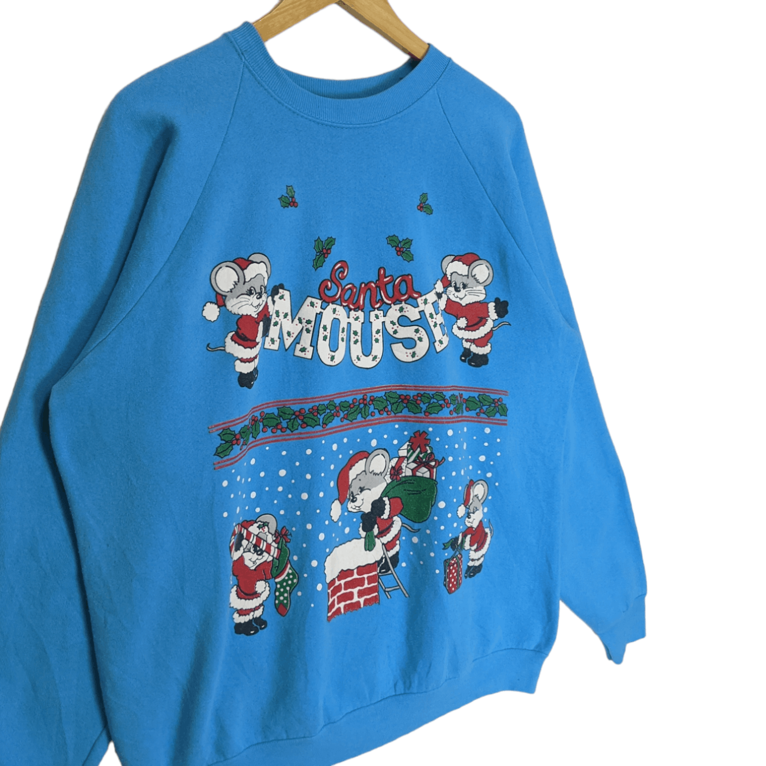 Fruit Of The Loom Vintage 90's FOTL Santa Mouse Christmas Jumper Sweatshirt Size US XL / EU 56 / 4 - 3 Thumbnail