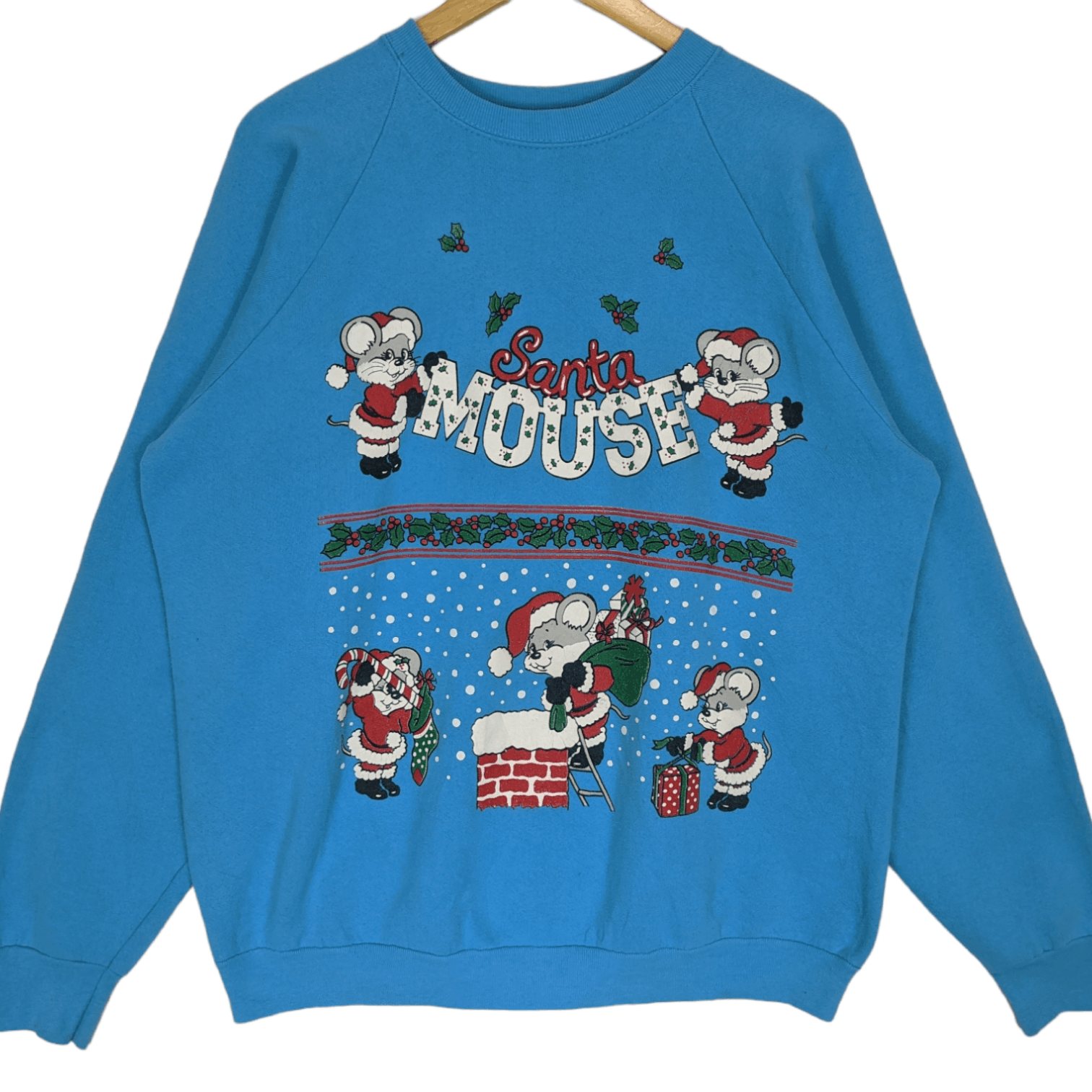 Fruit Of The Loom Vintage 90's FOTL Santa Mouse Christmas Jumper Sweatshirt Size US XL / EU 56 / 4 - 2 Thumbnail