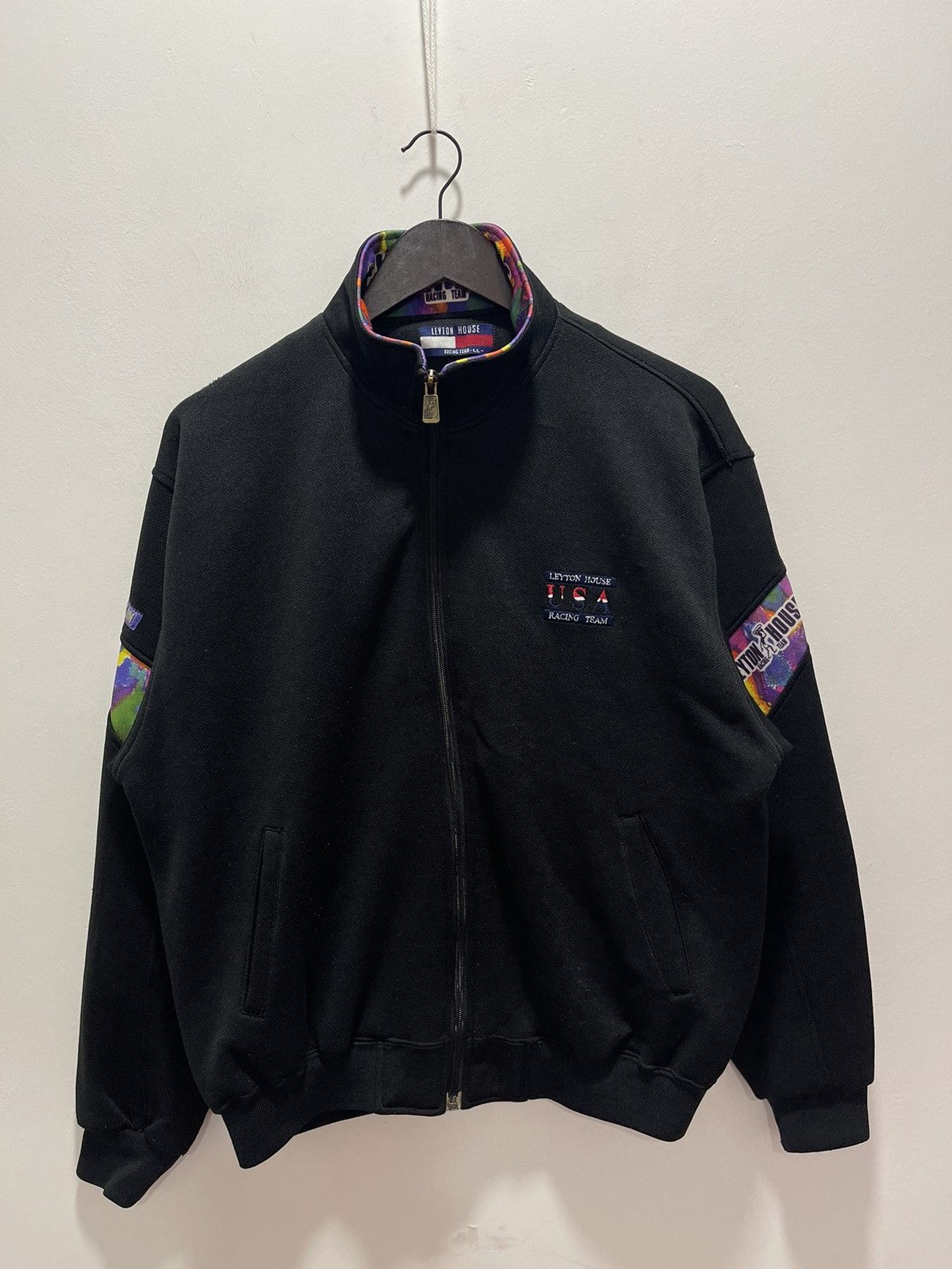image of Sports Specialties x Vintage Leyton House Usa Racing Team Track Top Jackets in Black (Size Medium)