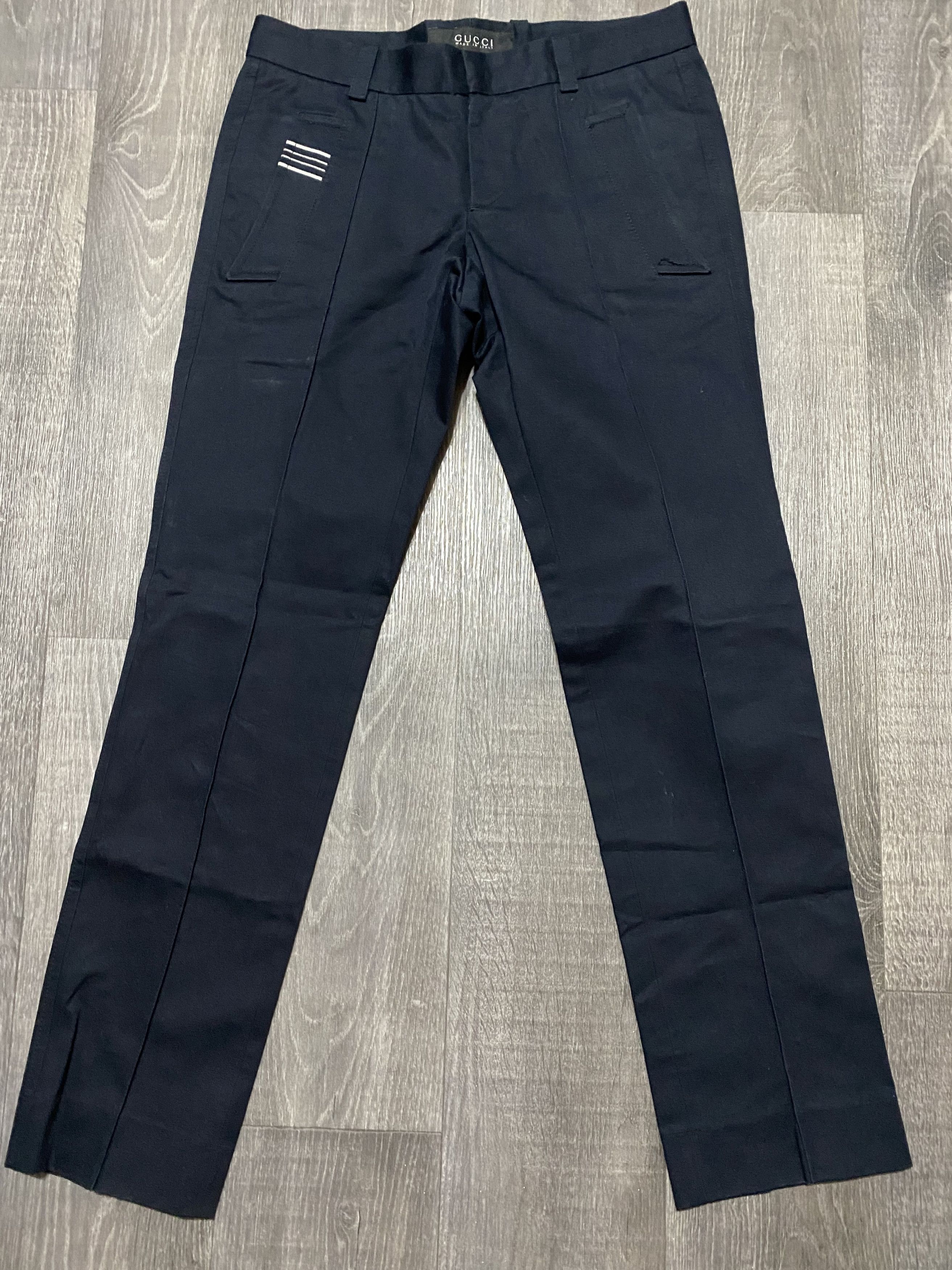 Unisex Gucci AW’08 Navy Cotton Skinny Crease Chino Trousers