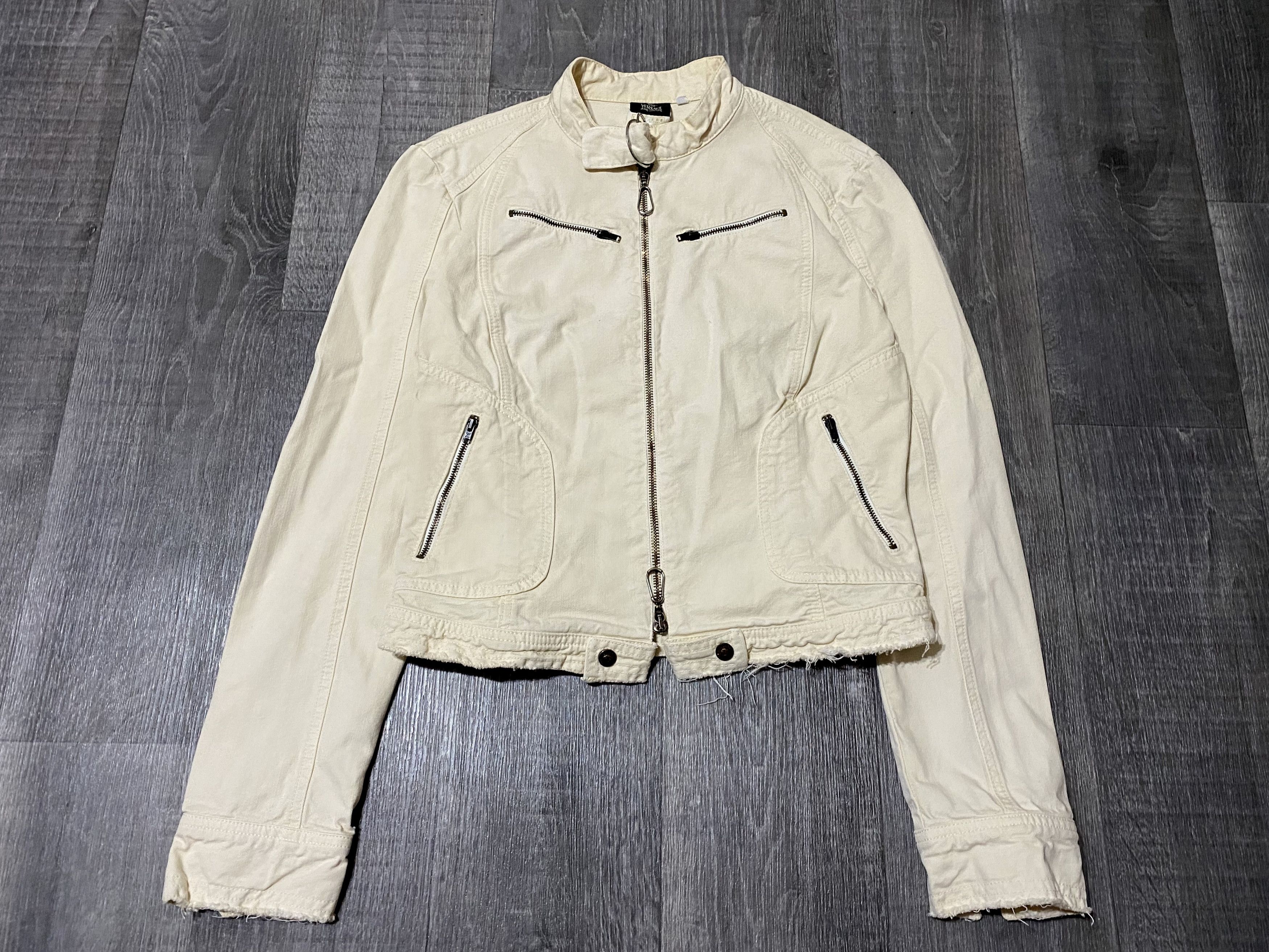 Versace Jeans Couture Jeans Couture VJC Milky White Multi Pocket Zip Denim Jacket Size L / US 10 / IT 46 - 2 Thumbnail