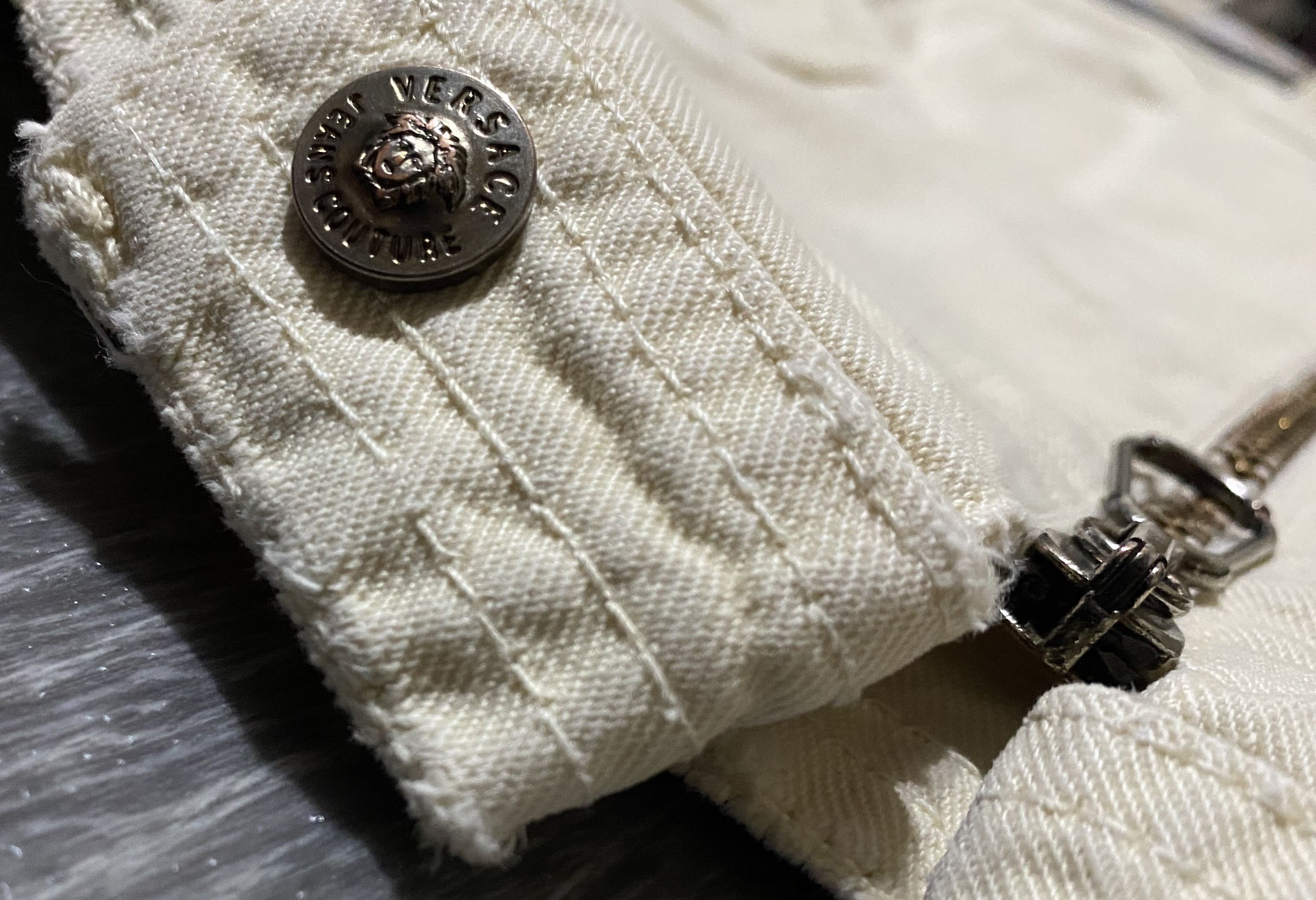 Versace Jeans Couture Jeans Couture VJC Milky White Multi Pocket Zip Denim Jacket Size L / US 10 / IT 46 - 9 Thumbnail