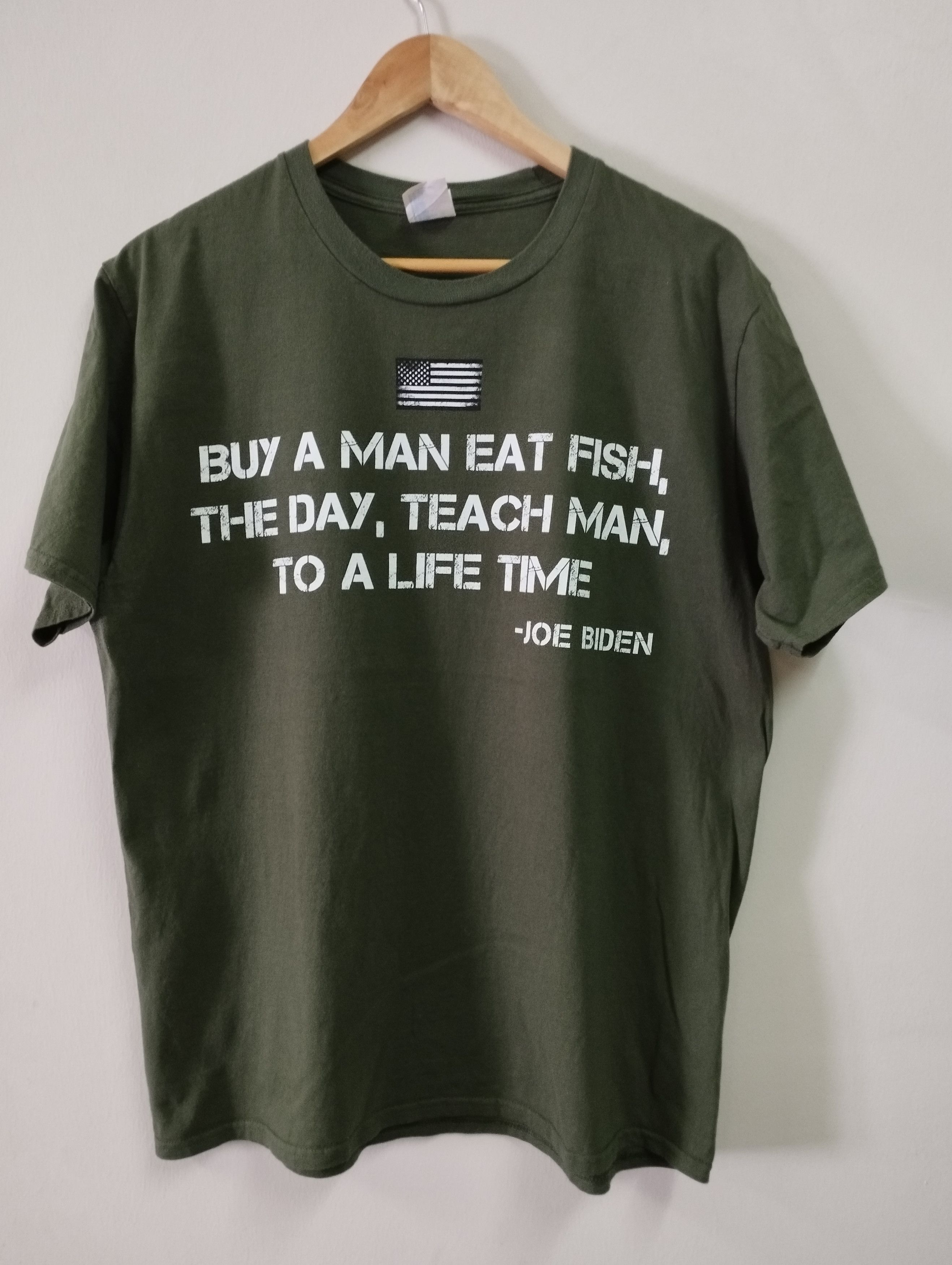 image of American Living x Military Joe Biden Green Army T Shirt Ab 1, Men's (Size Large)