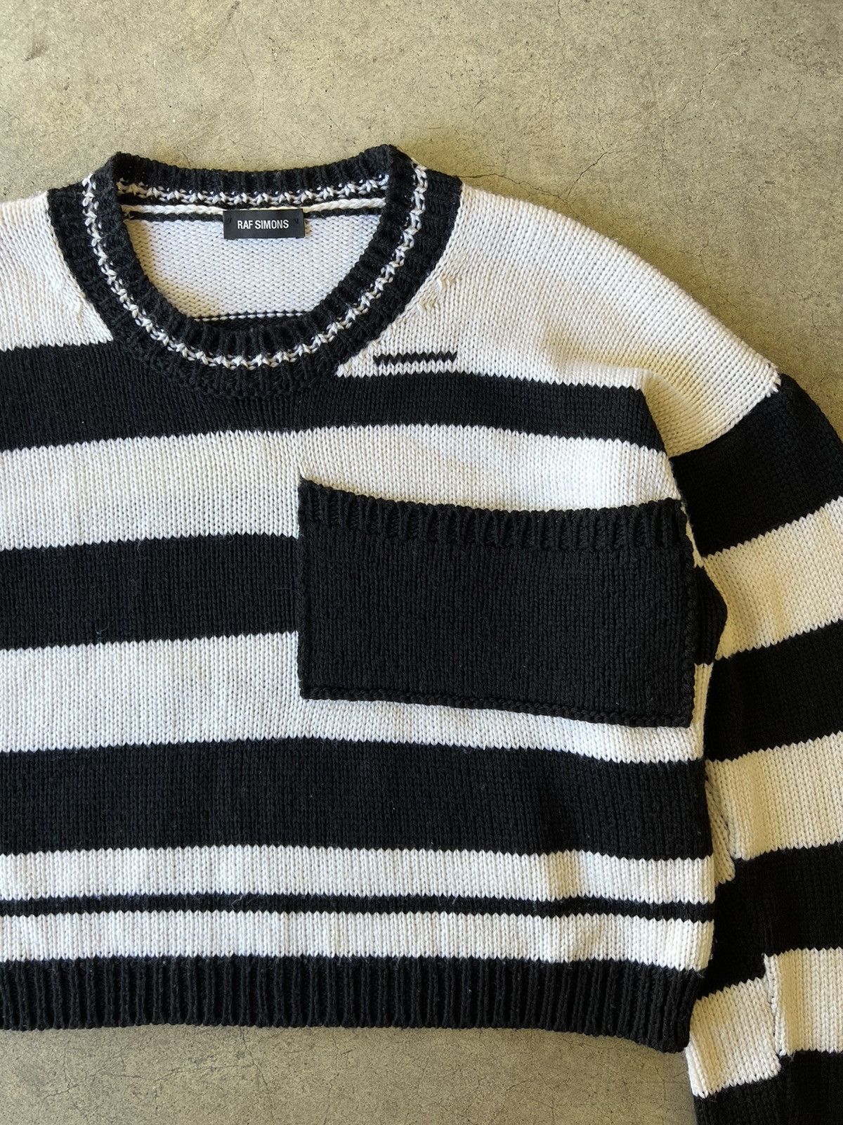 Raf Simons Raf Simons FW17 Disturbed Stripe Knit Cropped Knit Size US L / EU 52-54 / 3 - 2 Thumbnail