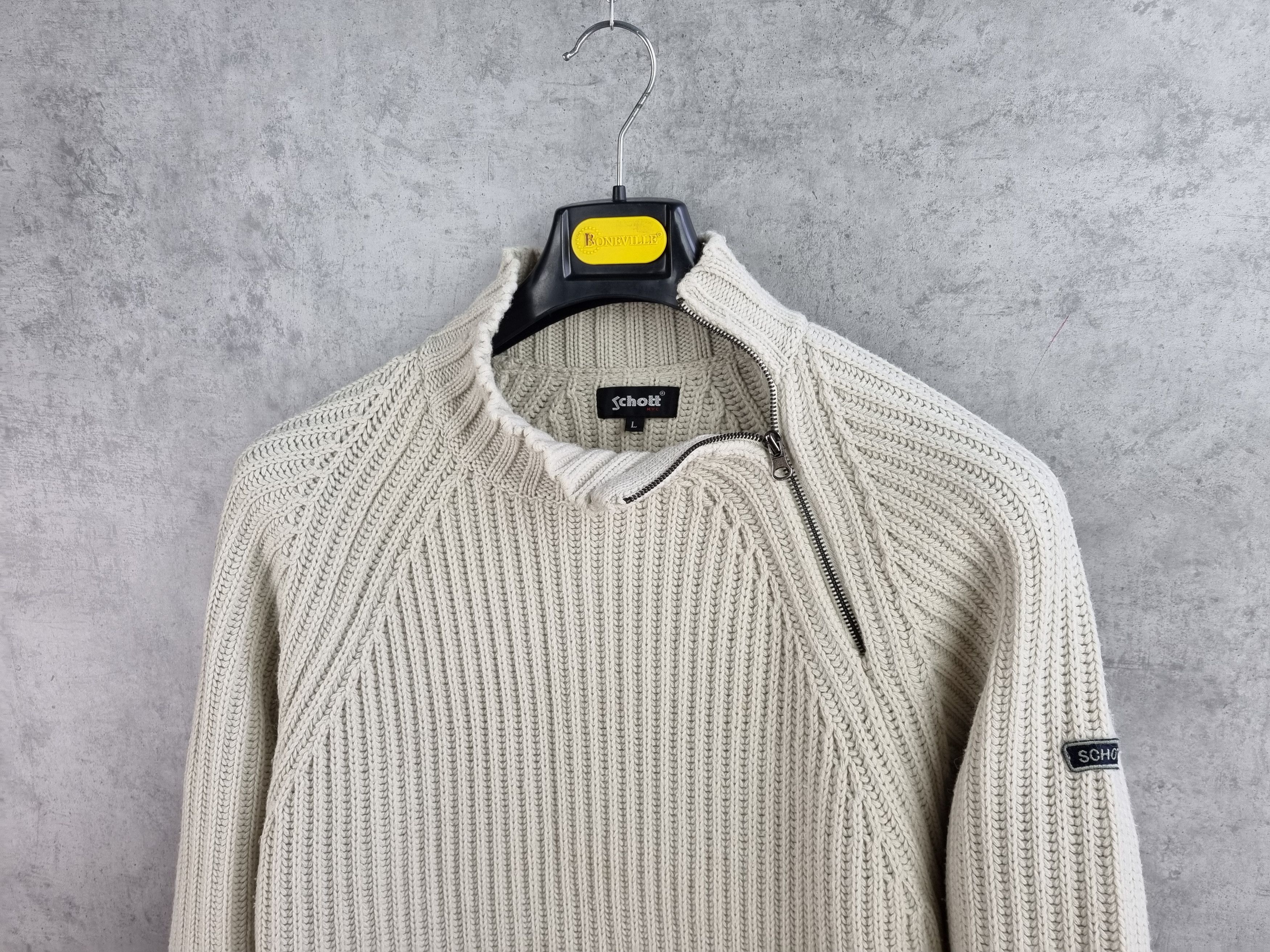 Japanese Brand × Schott Schott Cable Knitted Zipped High Neck Sweater like Prada Size US L / EU 52-54 / 3 - 1 Thumbnail