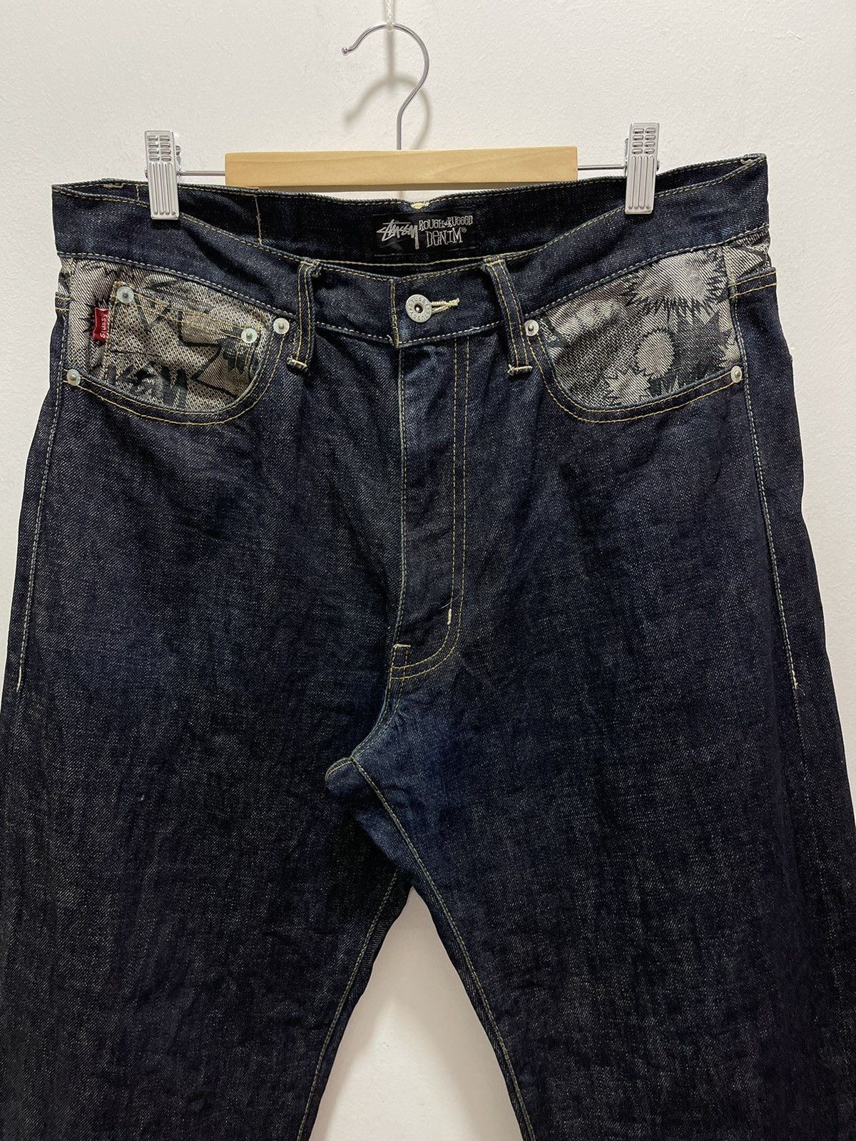 Stussy VINTAGE STUSSY ROUGH ART DESIGN DISTRESSED DENIM JEANS Size US 32 / EU 48 - 6 Thumbnail