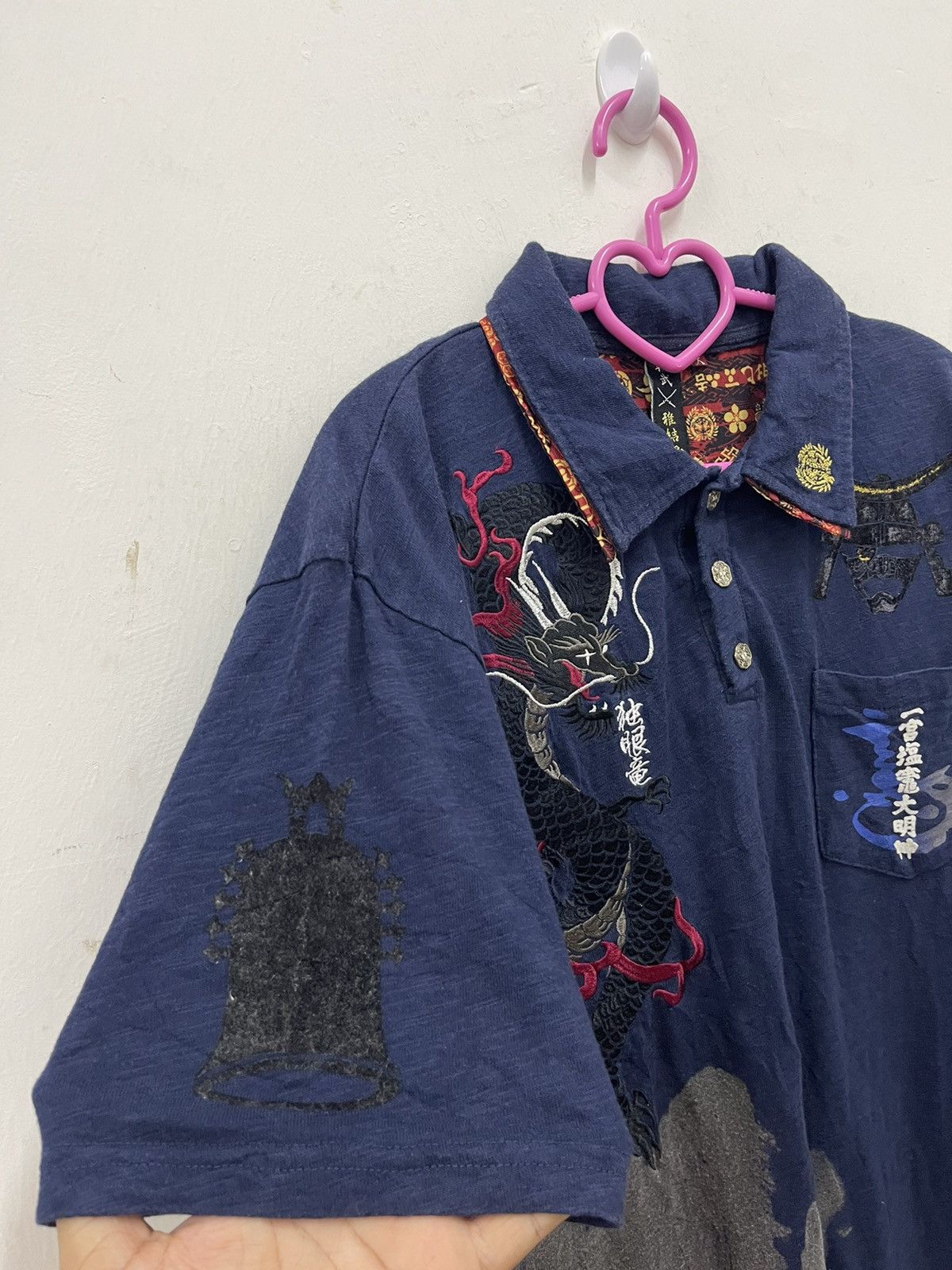 If Six Was Nine Rare Japanese Sukajan Dragon Single Pocket Polo Shirt Size US L / EU 52-54 / 3 - 4 Thumbnail