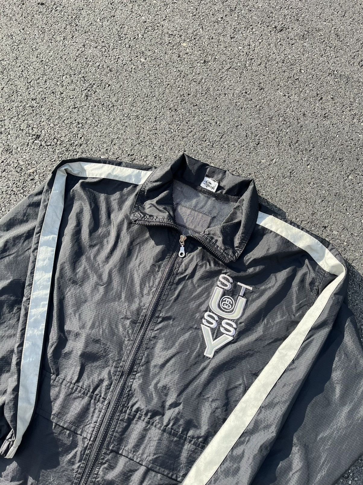 image of Stussy Usa Spell Out Windbreaker Jacket in Black, Men's (Size XL)