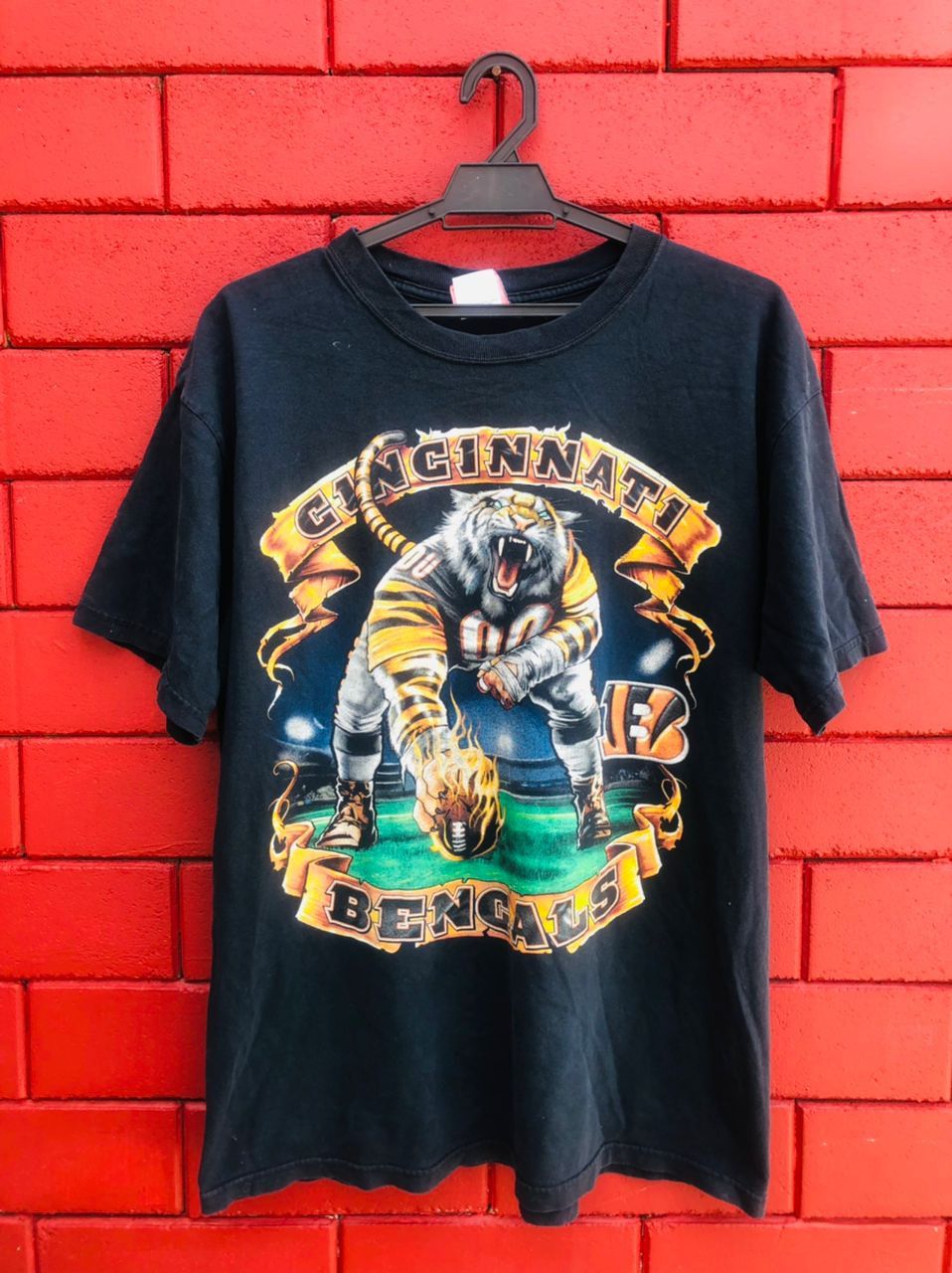 image of Nfl x Vintage Cincinnati Bengals Designer Streetwear Fashion Style in Faded Black (Size Large)