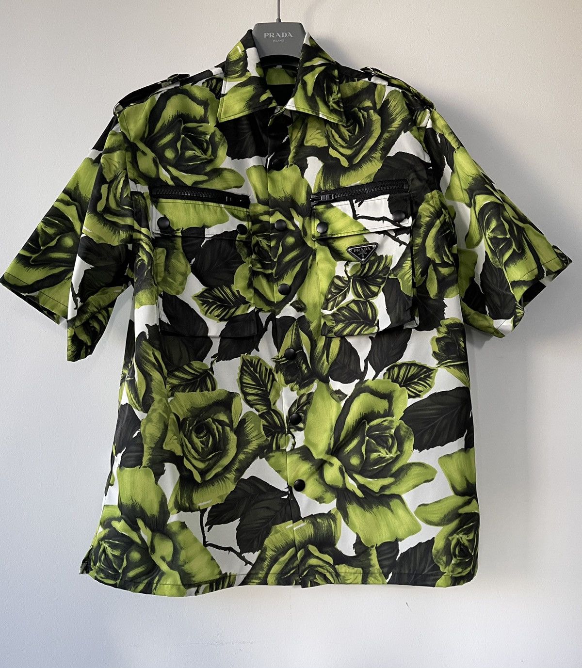 Prada Prada Rose Print Bowling Shirt Size US M / EU 48-50 / 2 - 2 Thumbnail