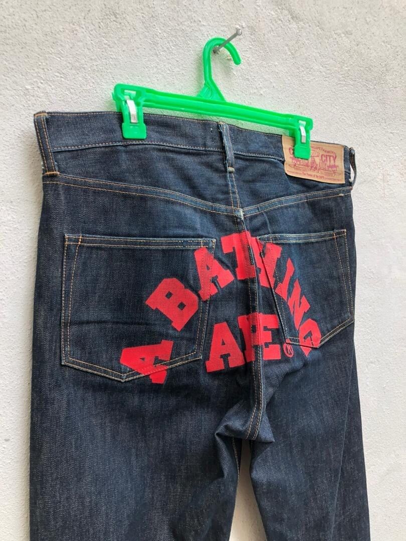 Bape Vintage Bape A Bathing Ape Red Painter Denim Jeans | Grailed