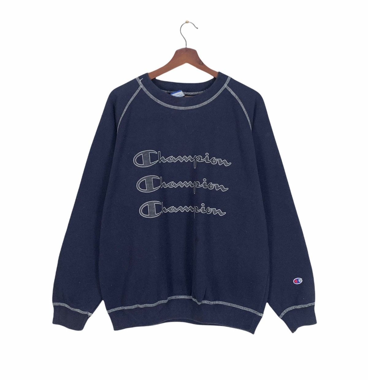 Champion Rare Champion Triple Spell out Sweatshirt Big Logo Grailed