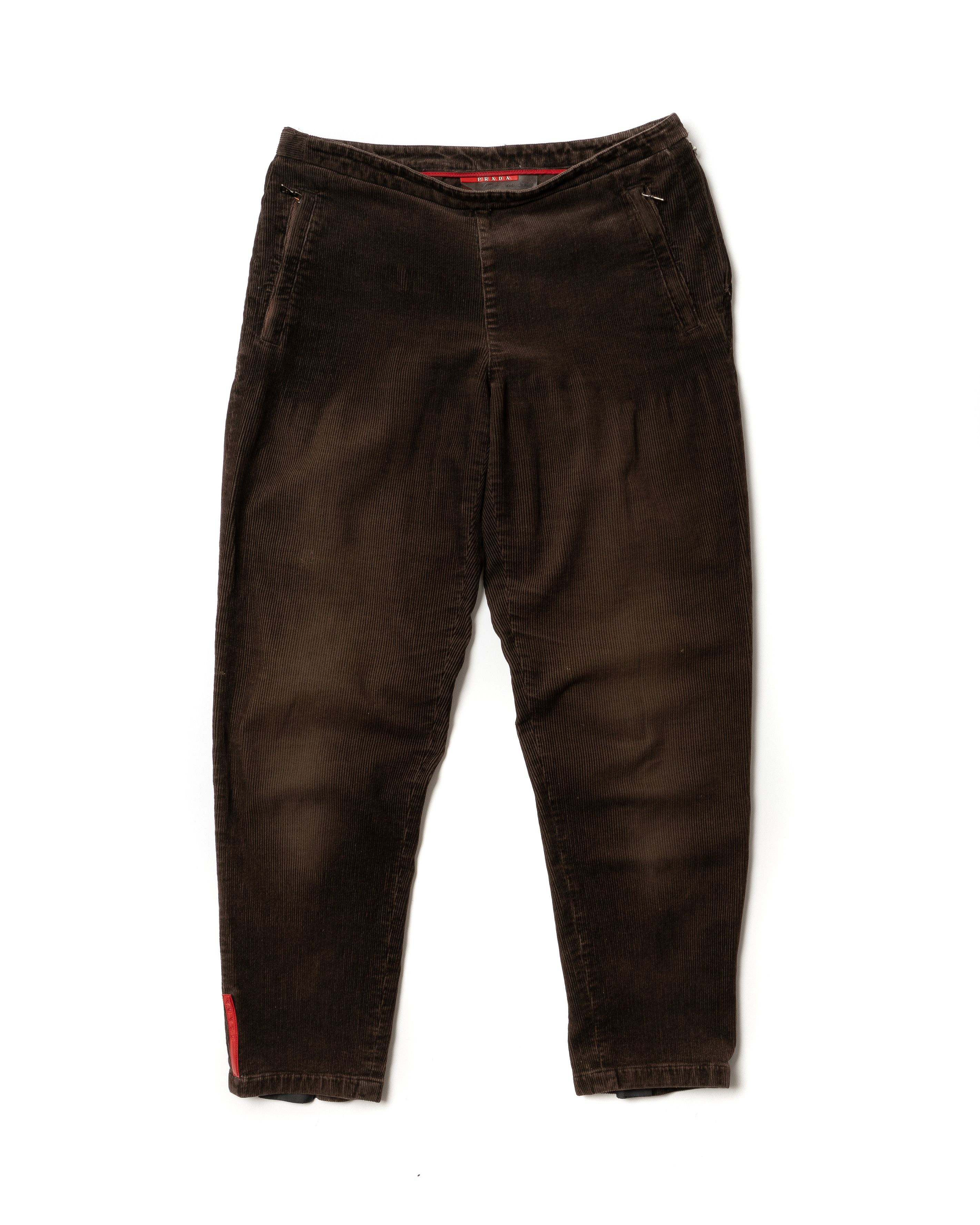 image of Prada Vintage Corduroy Pants in Brown, Women's (Size 26)