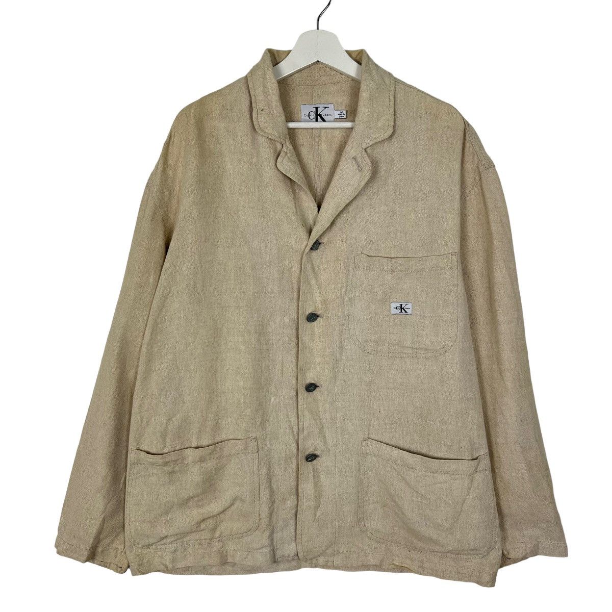 Calvin Klein × Japanese Brand 🔥 VINTAGE CALVIN KLEIN JEANS LINEN COTTON CHORE JACKET Size US M / EU 48-50 / 2 - 1 Thumbnail
