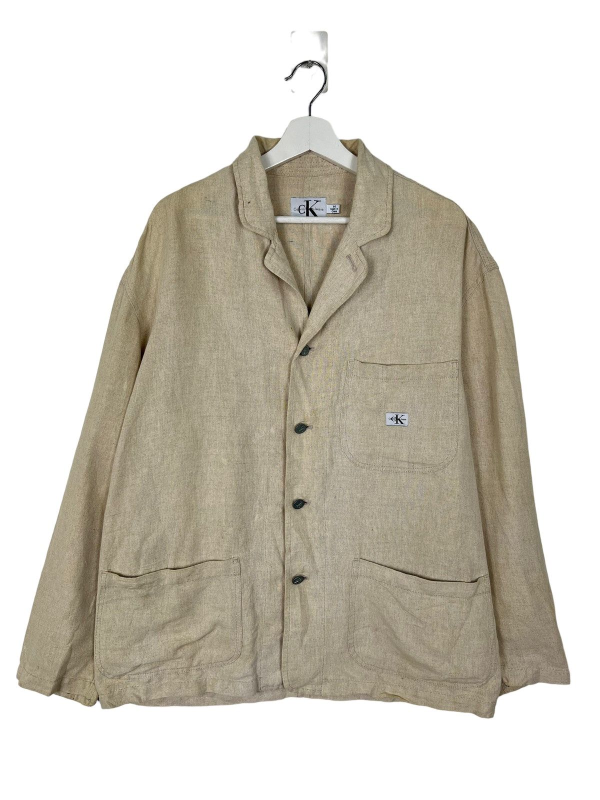 Calvin Klein × Japanese Brand 🔥 VINTAGE CALVIN KLEIN JEANS LINEN COTTON CHORE JACKET Size US M / EU 48-50 / 2 - 5 Thumbnail