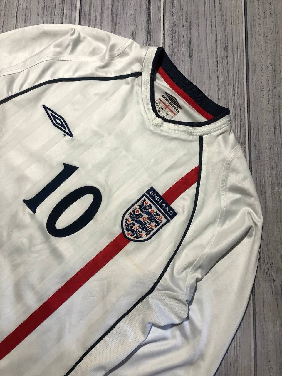 Umbro England 2001 2003 Owen #10 Home Shirt Jersey Long Sleeve Size US S / EU 44-46 / 1 - 13 Thumbnail