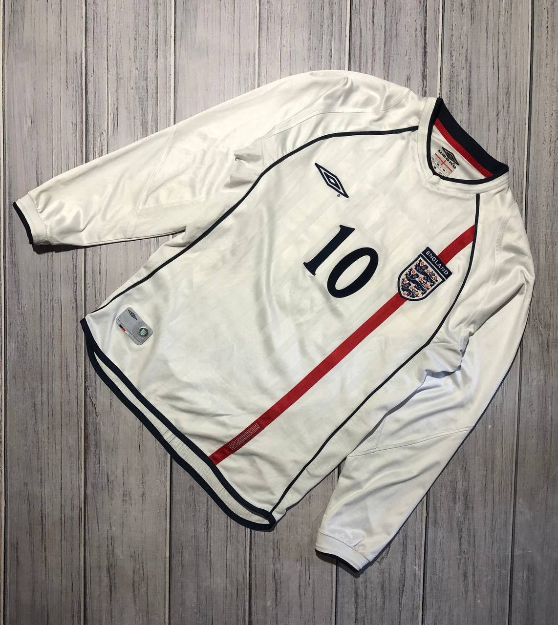 Umbro England 2001 2003 Owen #10 Home Shirt Jersey Long Sleeve Size US S / EU 44-46 / 1 - 11 Thumbnail