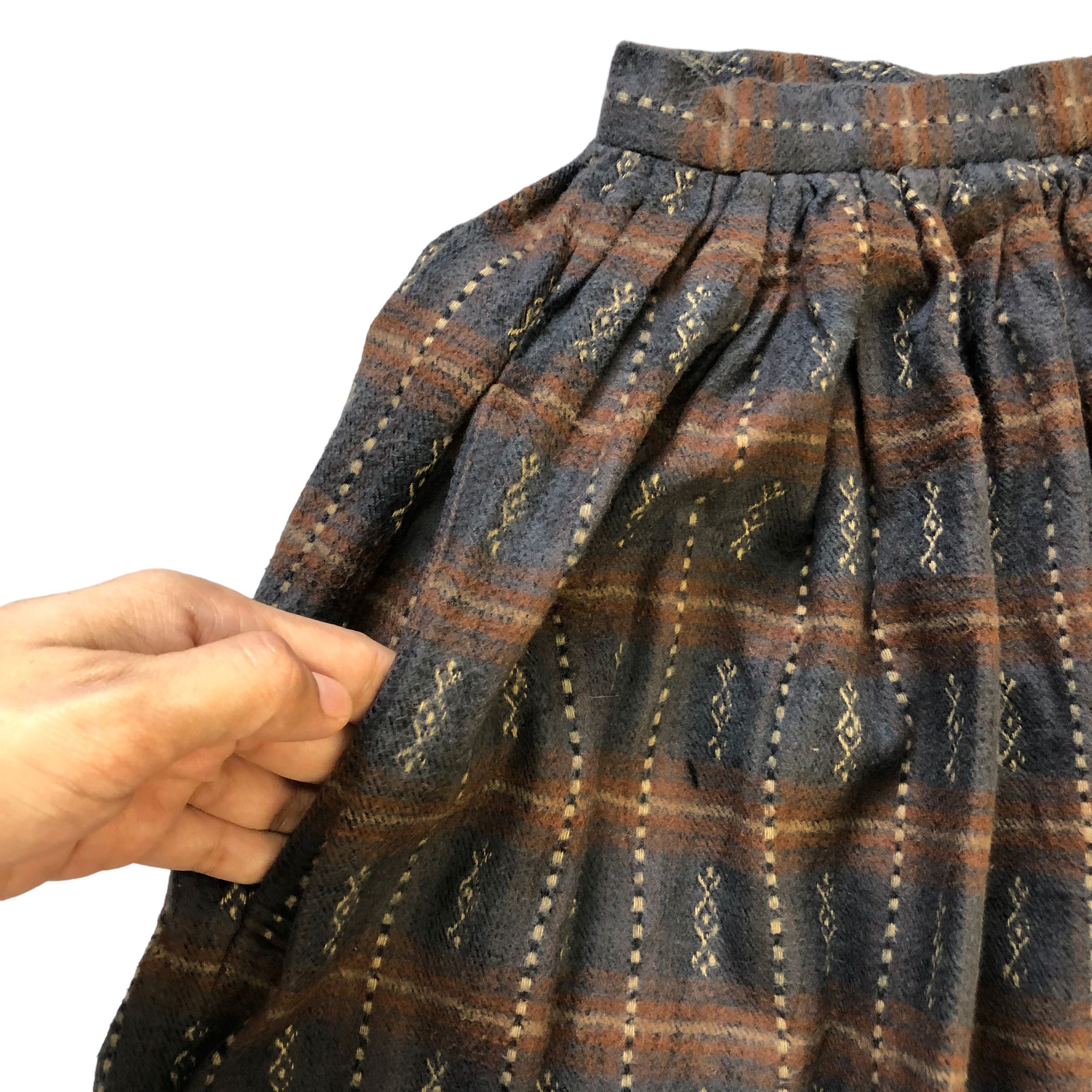 Comme des Garcons ARCHIVES🔥 80's CDG CHECKED WOOL SKIRT #7101-109 Size 23" - 4 Thumbnail