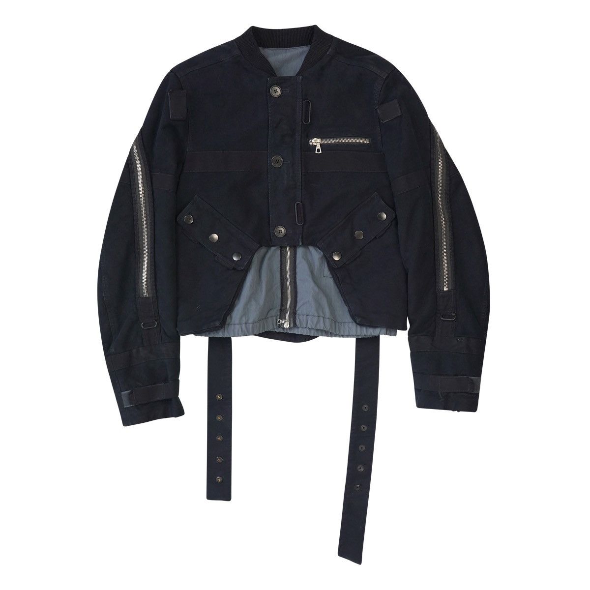 image of Dries Van Noten Aw14 Backzip Bomber Jacket in Navy, Men's (Size Medium)