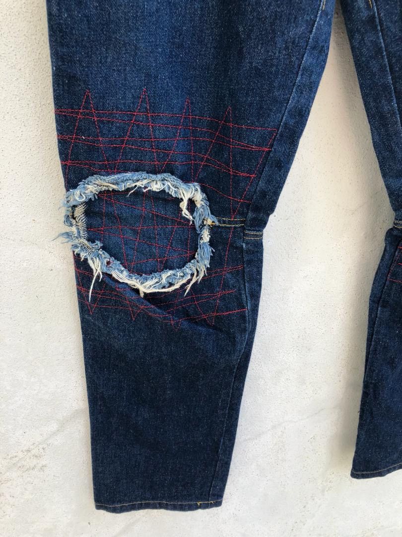 Christopher Nemeth Ripped Zigzag Knee Denim Jeans Size US 31 - 3 Thumbnail