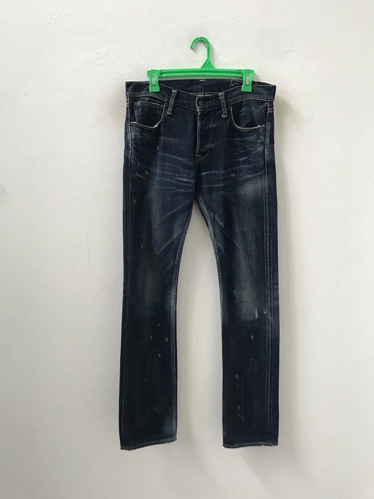 Indigo × KURO KURO Japan "GRAPHITE" Distressed Selvedge Indigo Denim Jeans Size US 30 / EU 46 - 2 Thumbnail