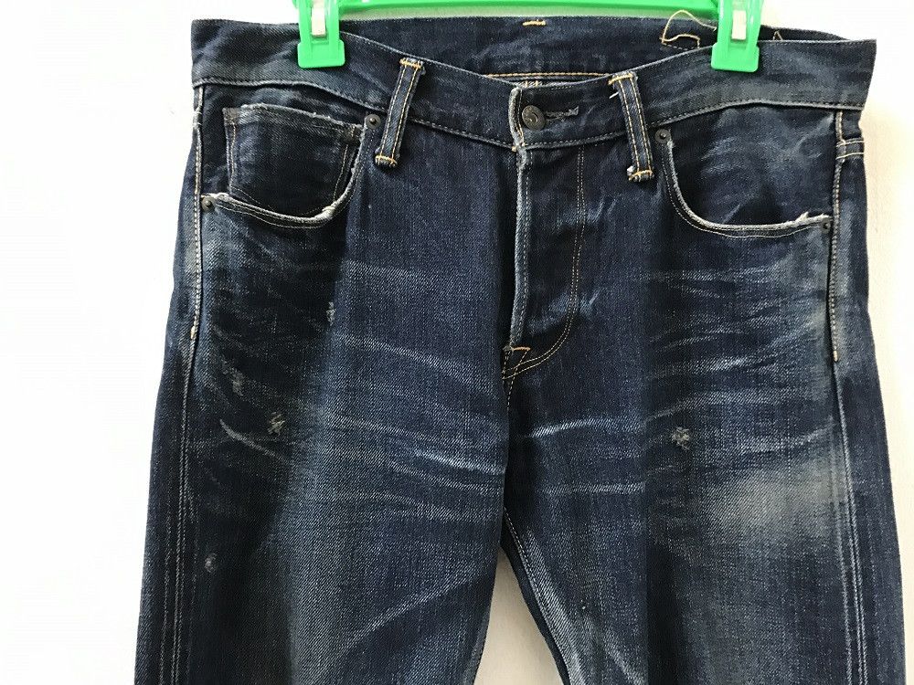 Indigo × KURO KURO Japan "GRAPHITE" Distressed Selvedge Indigo Denim Jeans Size US 30 / EU 46 - 3 Thumbnail
