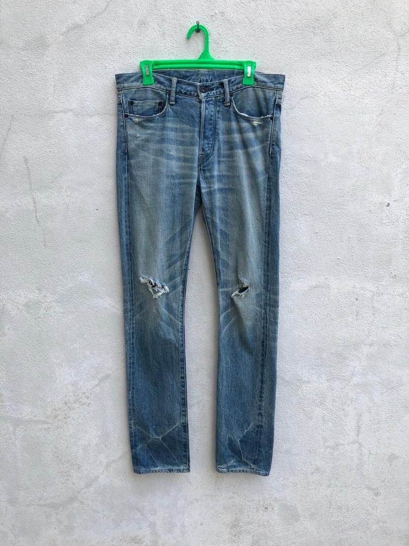 KURO Kuro Japan Fibro Knee Rips Distress Selvedge Skinny Jeans Size US 32 / EU 48 - 1 Thumbnail