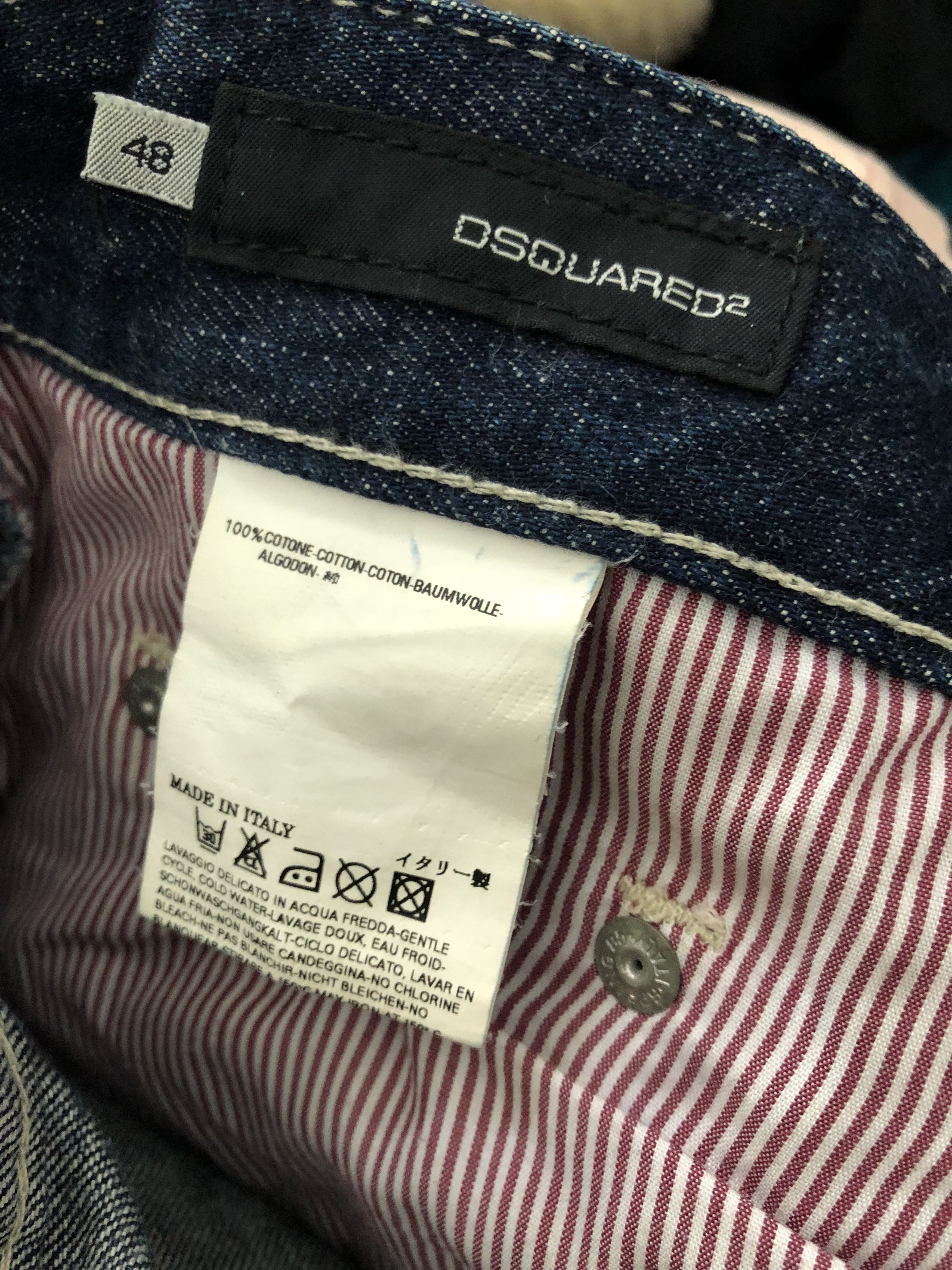 Dsquared2 Dsquared2 Exposed Front Button Distressed Ripped Denim Jeans Size US 33 - 14 Thumbnail
