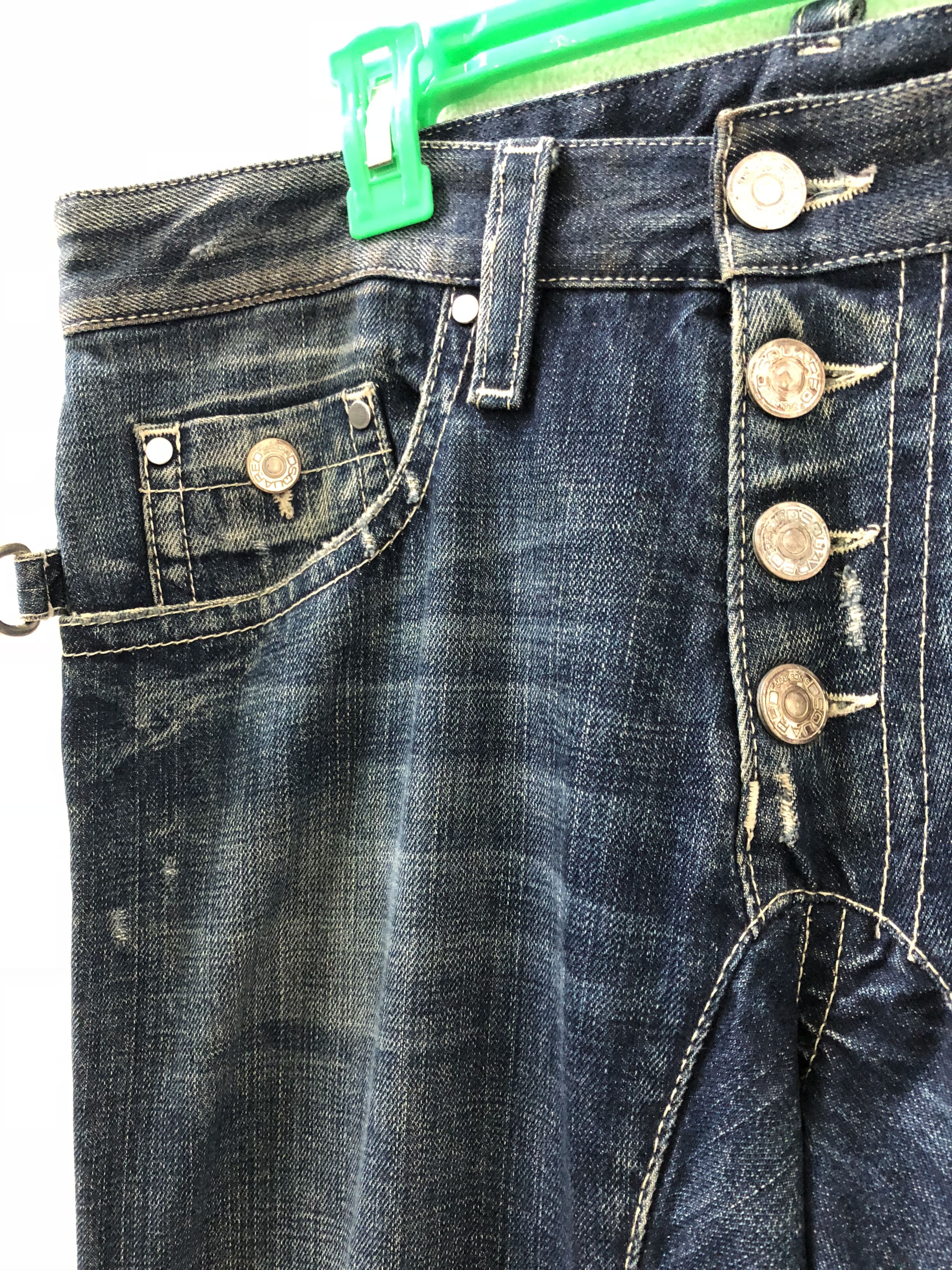 Dsquared2 Dsquared2 Exposed Front Button Distressed Ripped Denim Jeans Size US 33 - 6 Thumbnail