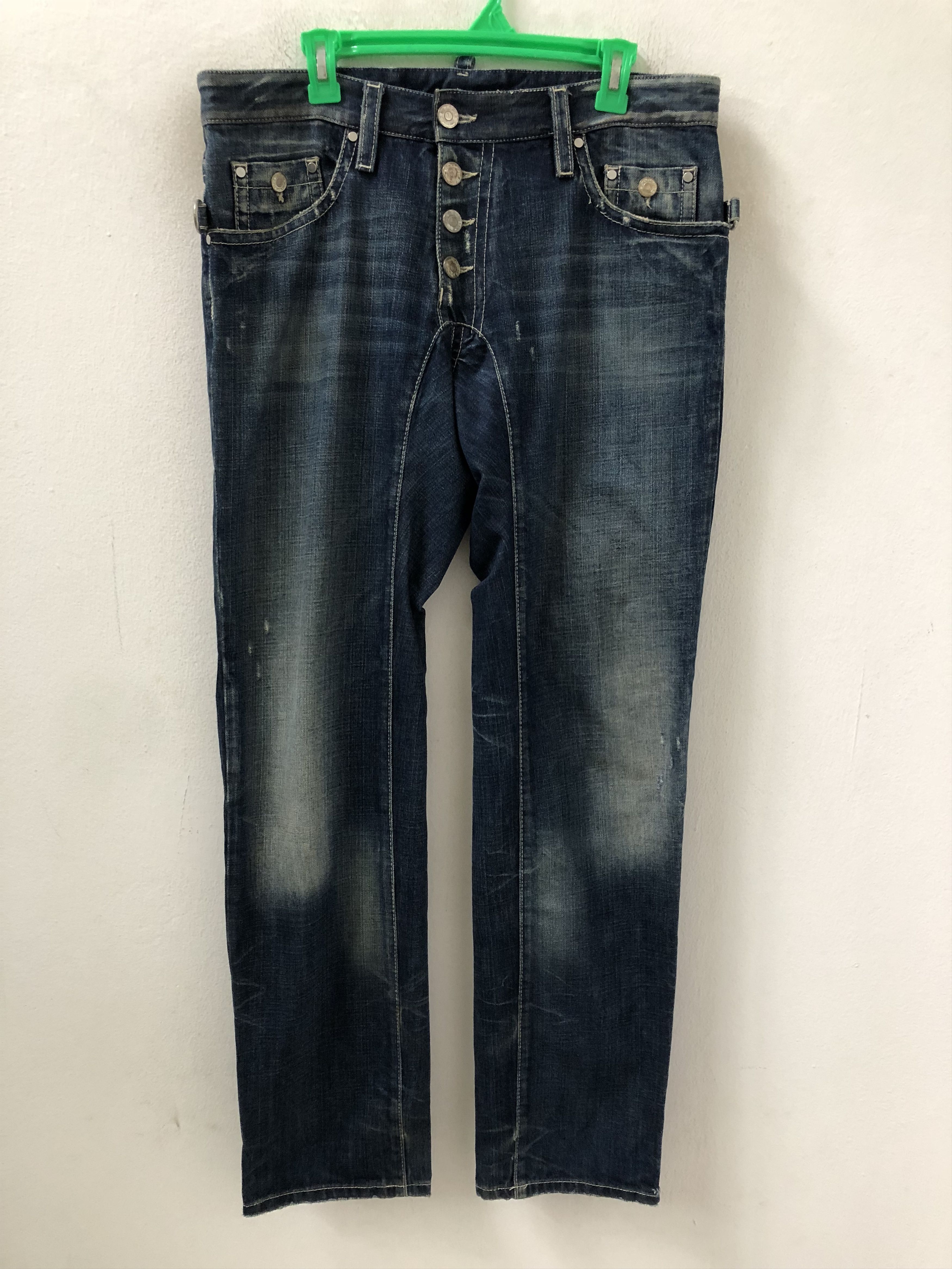 Dsquared2 Dsquared2 Exposed Front Button Distressed Ripped Denim Jeans Size US 33 - 3 Thumbnail