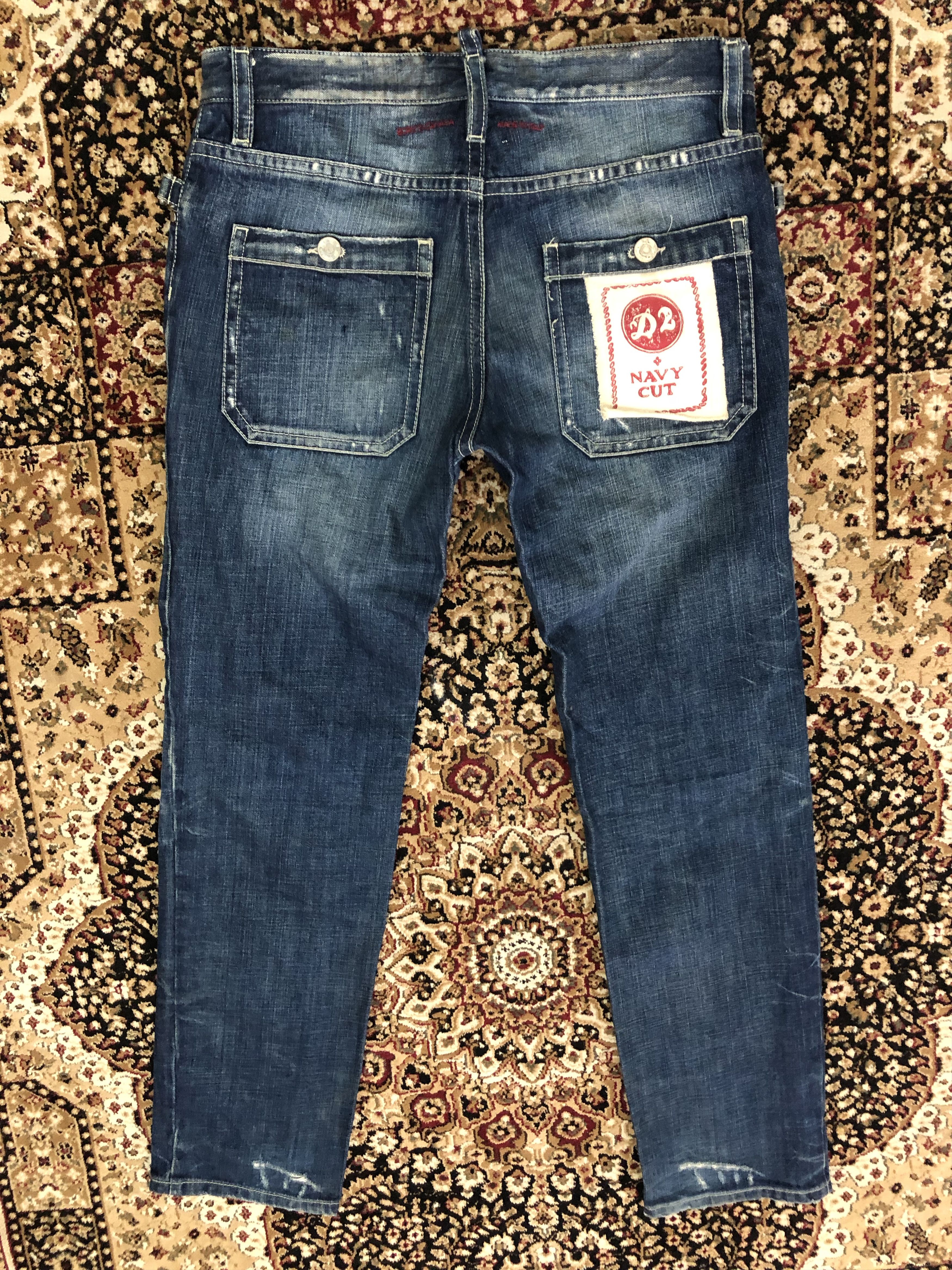 Dsquared2 Dsquared2 Exposed Front Button Distressed Ripped Denim Jeans Size US 33 - 2 Thumbnail