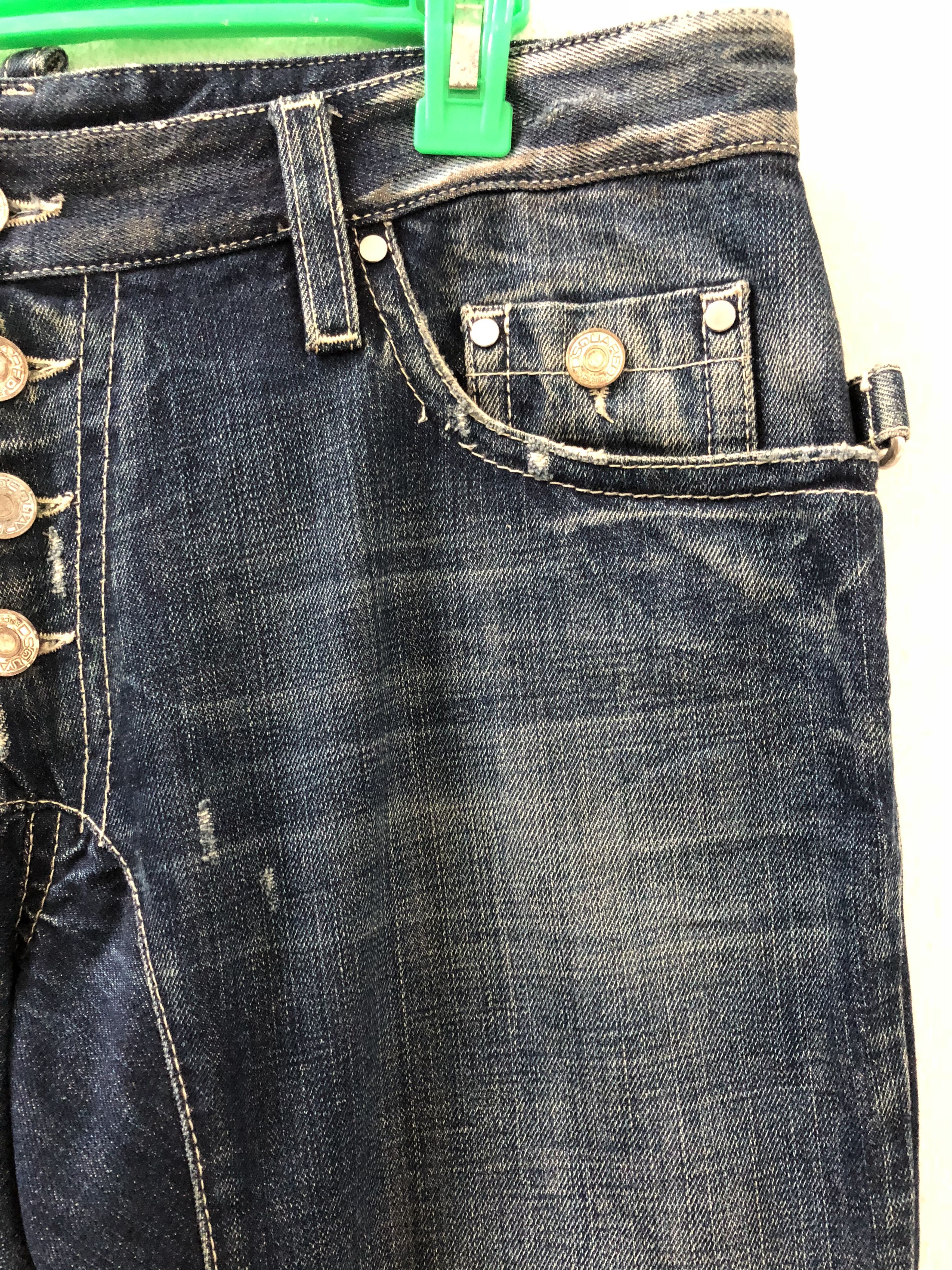 Dsquared2 Dsquared2 Exposed Front Button Distressed Ripped Denim Jeans Size US 33 - 7 Thumbnail