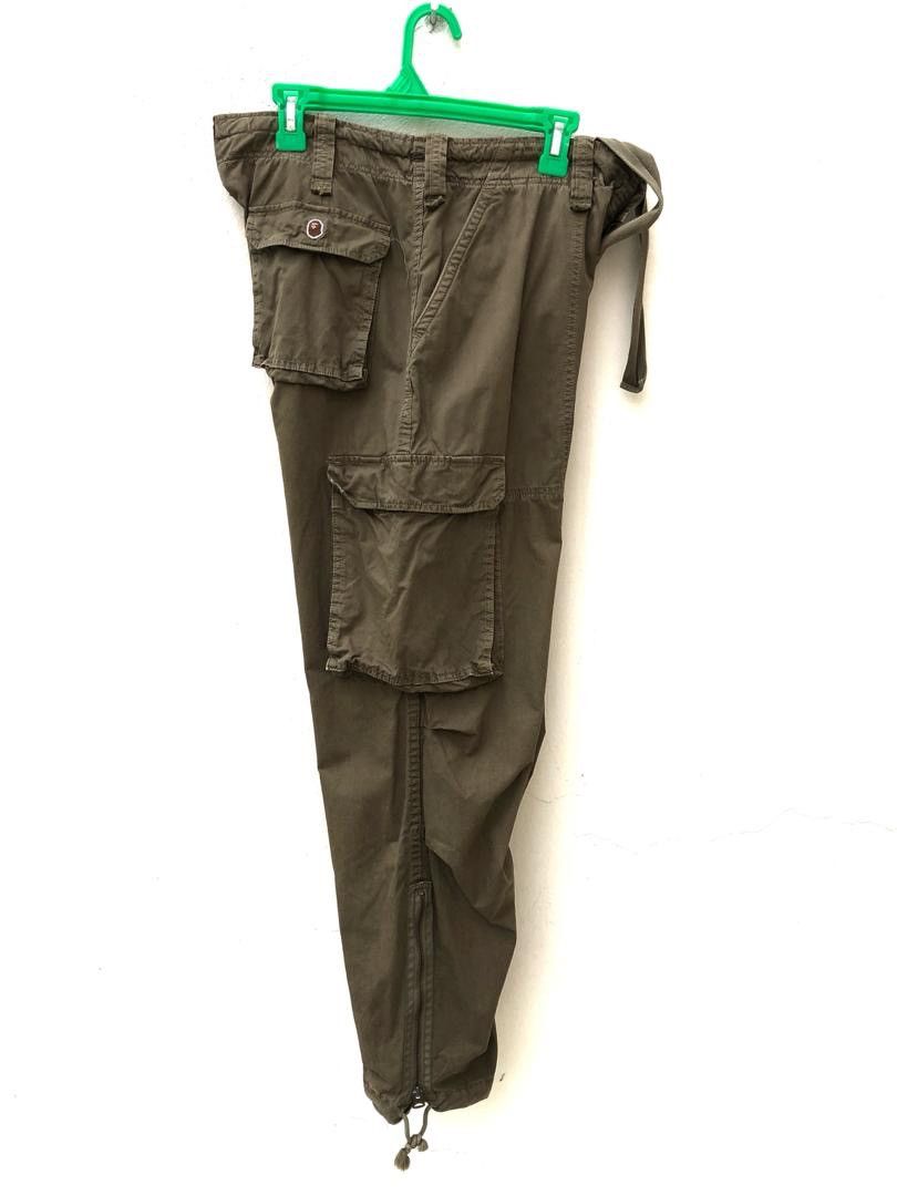 Bape × Nigo A Bathing Ape Olive Green Cargo Parachute Trouser Pant Size US 32 / EU 48 - 12 Thumbnail