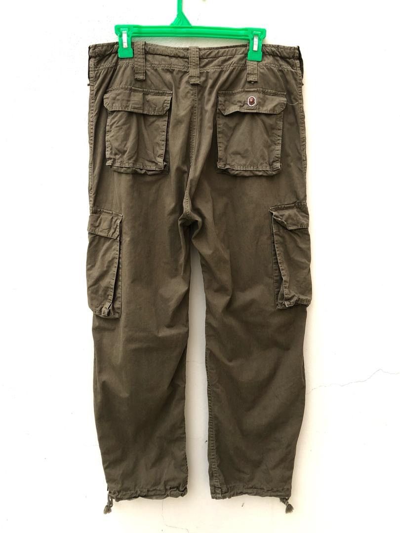 Bape × Nigo A Bathing Ape Olive Green Cargo Parachute Trouser Pant Size US 32 / EU 48 - 8 Thumbnail