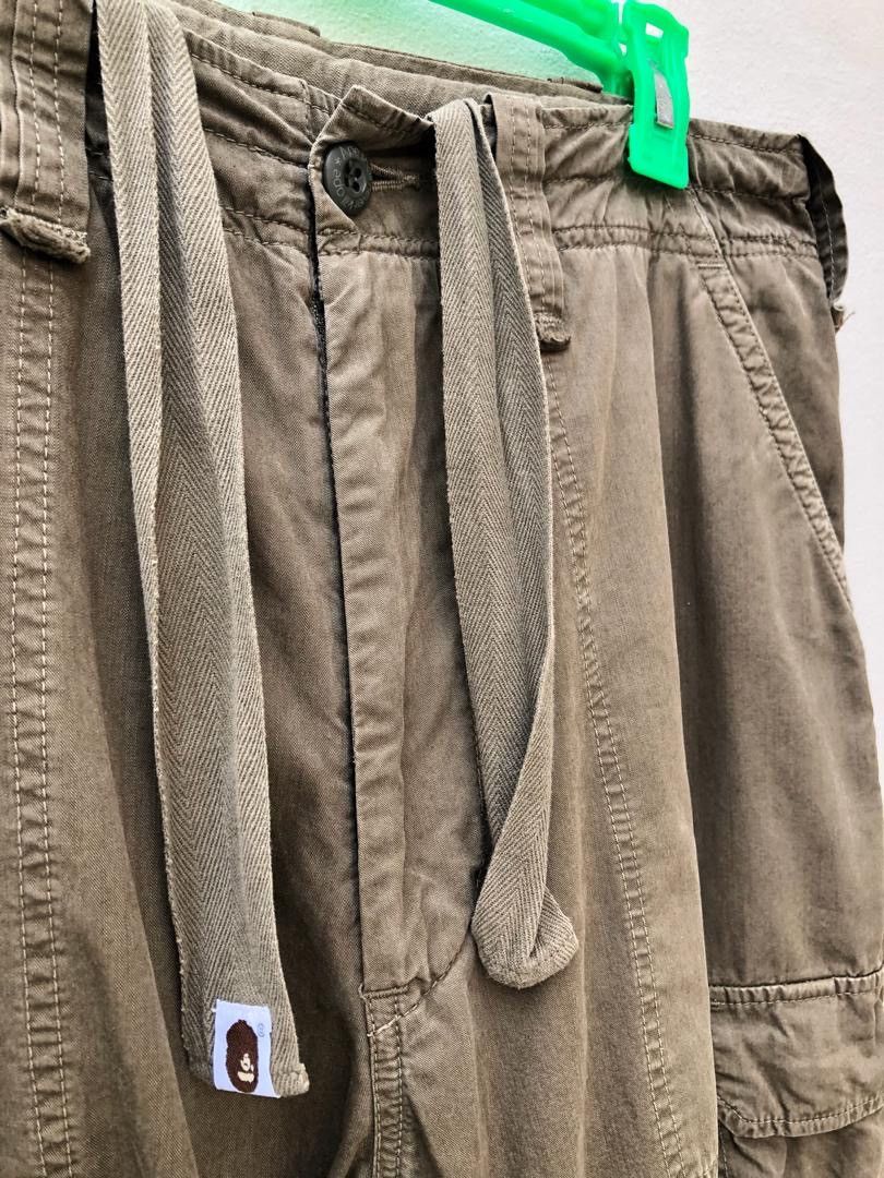 Bape × Nigo A Bathing Ape Olive Green Cargo Parachute Trouser Pant Size US 32 / EU 48 - 3 Thumbnail