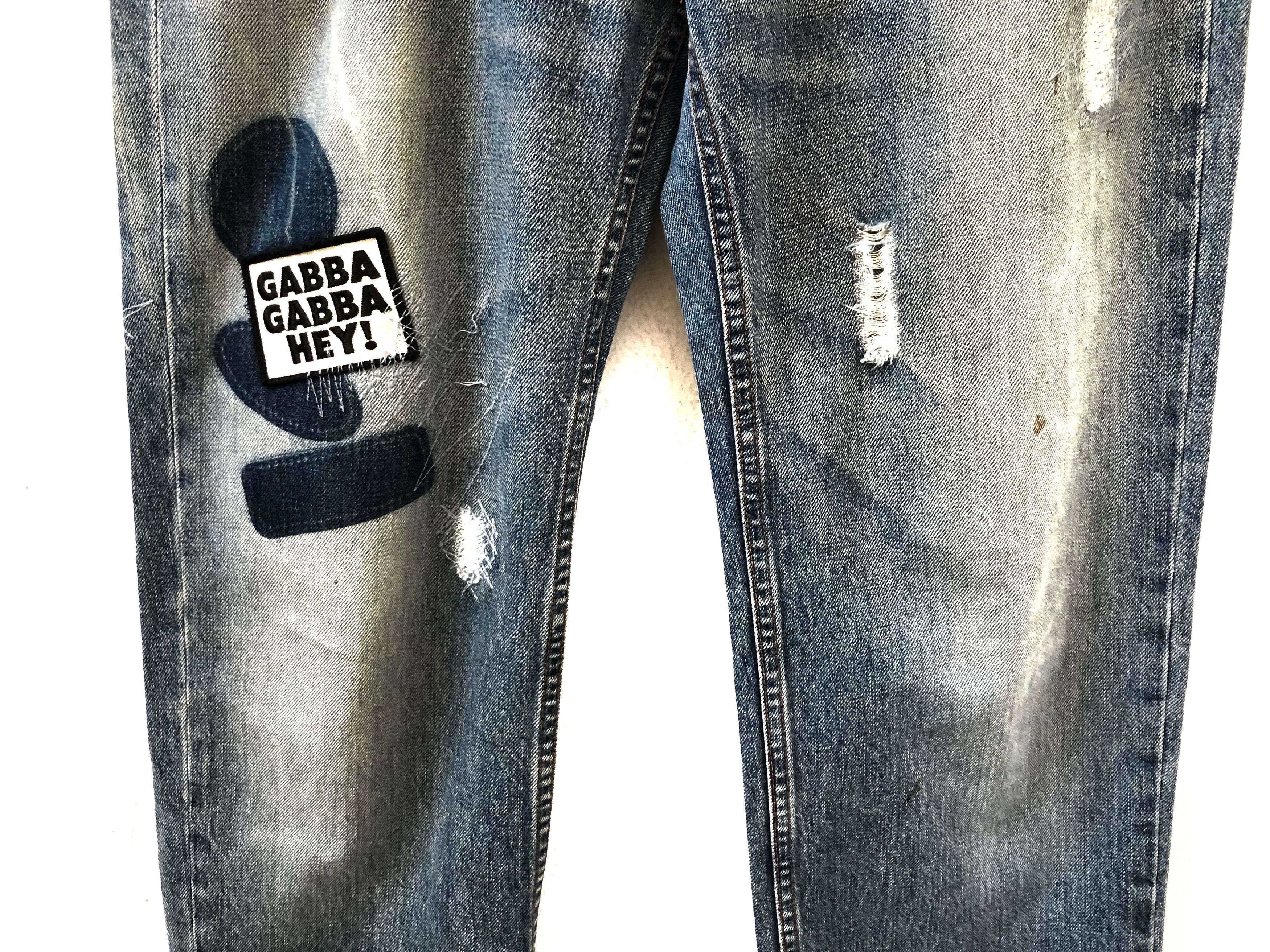 Band Tees × Hysteric Glamour HG X Ramones Punk Rock Band Rips Patches Denim Slim Size US 30 / EU 46 - 5 Thumbnail
