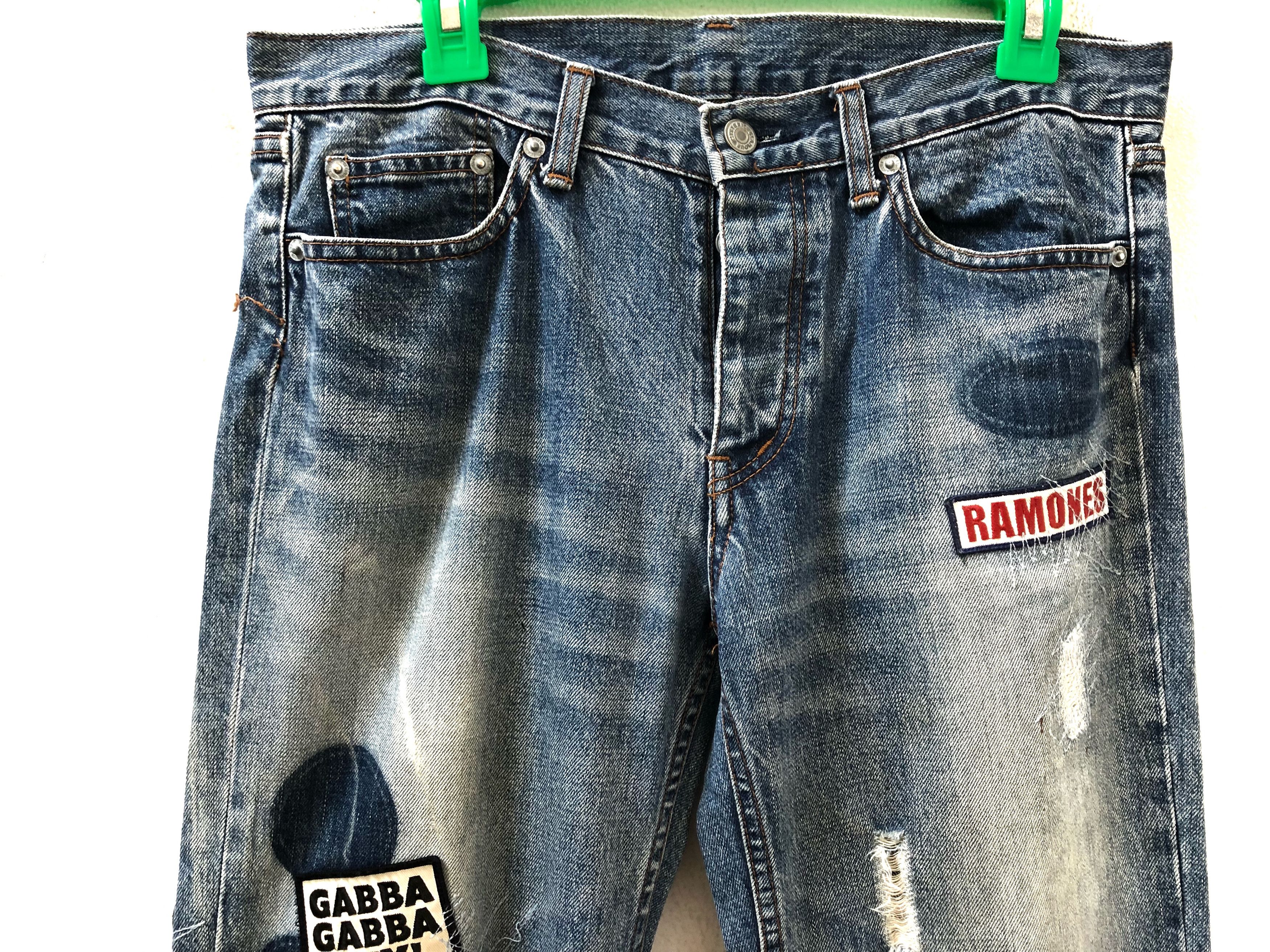 Band Tees × Hysteric Glamour HG X Ramones Punk Rock Band Rips Patches Denim Slim Size US 30 / EU 46 - 4 Thumbnail