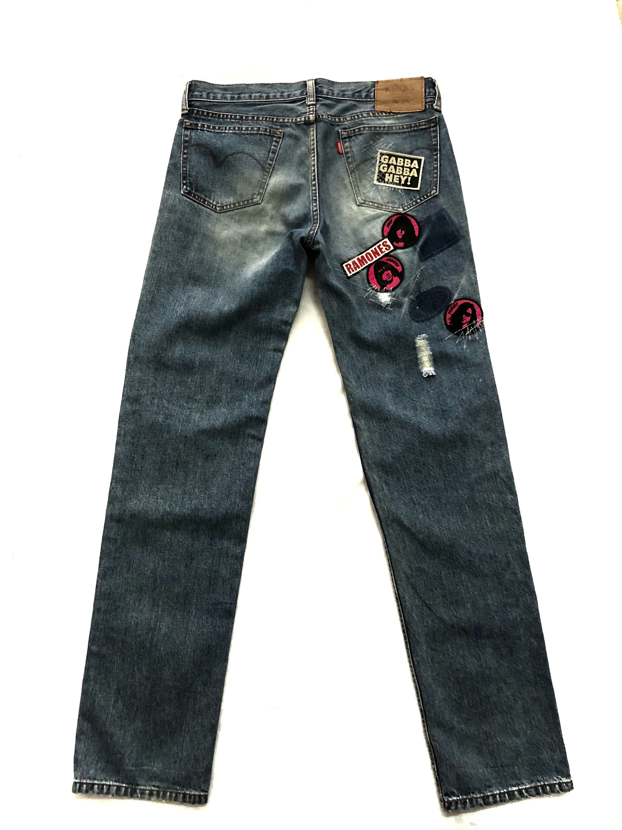 Band Tees × Hysteric Glamour HG X Ramones Punk Rock Band Rips Patches Denim Slim Size US 30 / EU 46 - 2 Thumbnail
