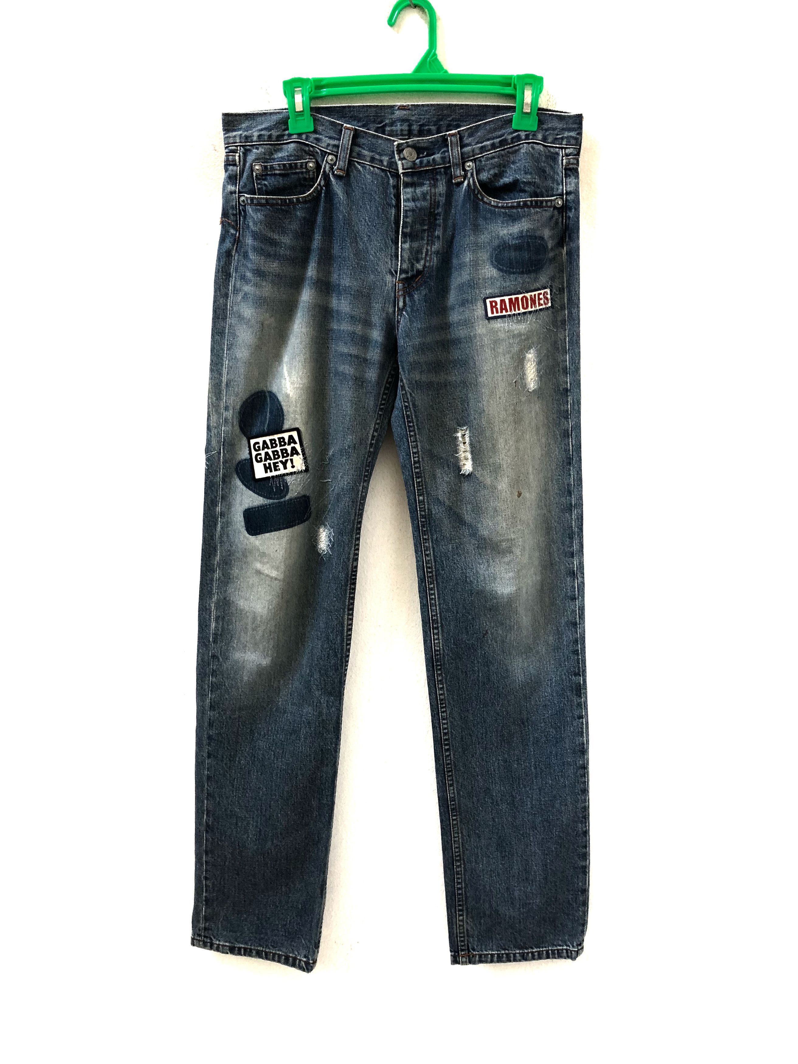 Band Tees × Hysteric Glamour HG X Ramones Punk Rock Band Rips Patches Denim Slim Size US 30 / EU 46 - 3 Thumbnail