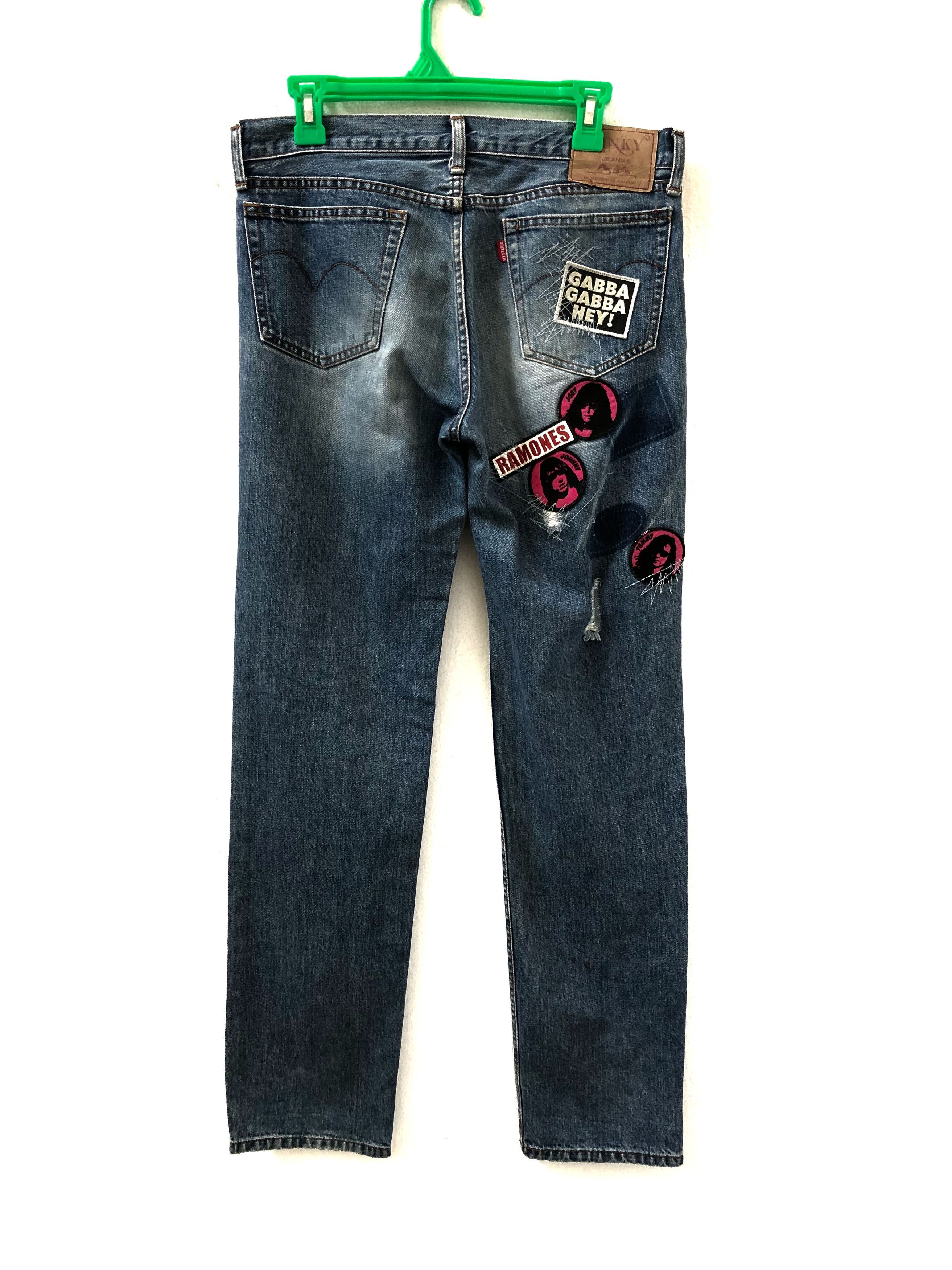 Band Tees × Hysteric Glamour HG X Ramones Punk Rock Band Rips Patches Denim Slim Size US 30 / EU 46 - 9 Thumbnail